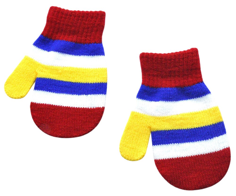 **Baby Girls' Striped Winter Knitted Mittens - Fingerless Gloves for Toddlers & Kids - Warm & Soft for Outdoor Play, Snow Days & Winter Activities**