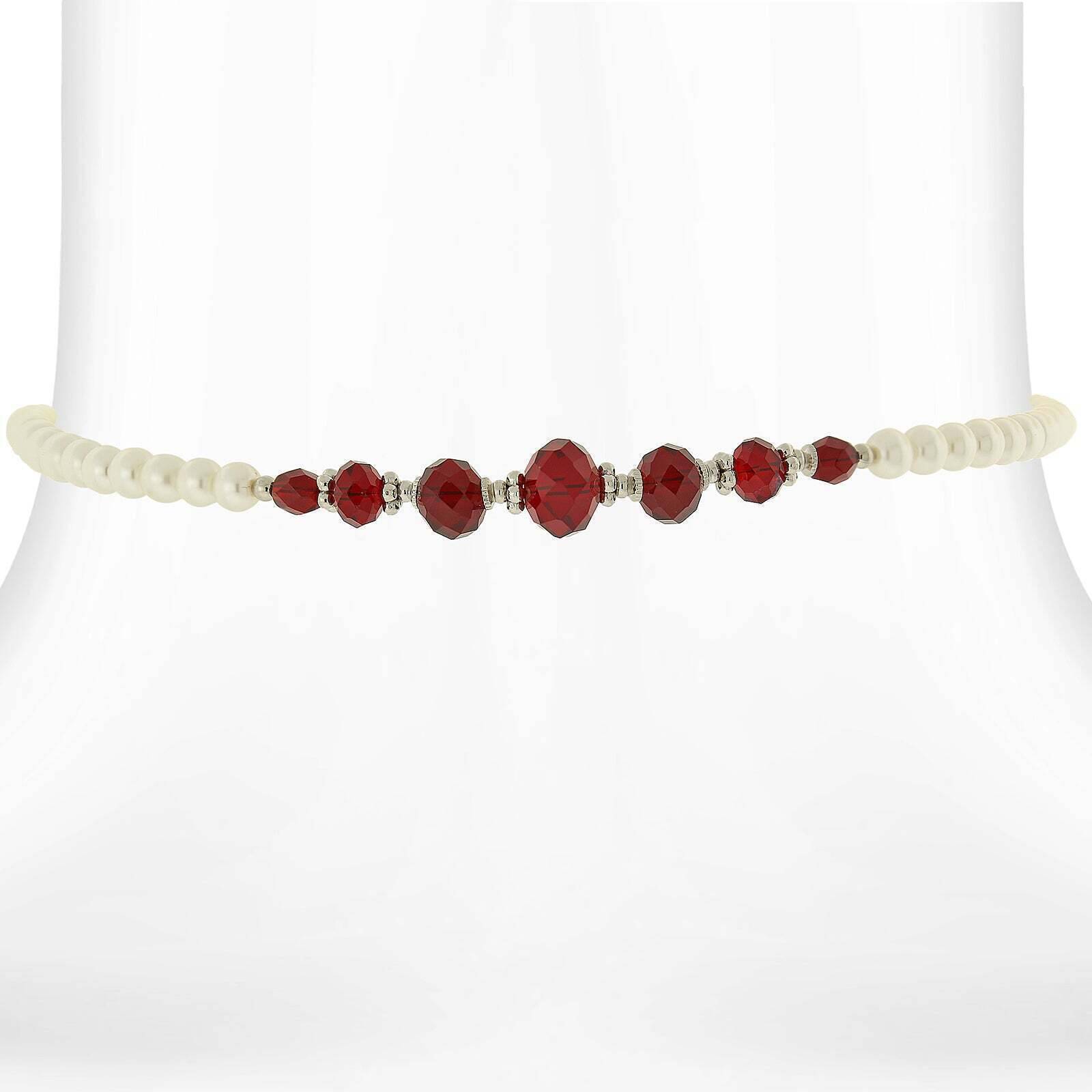 1928 Jewelry 6mm Faux Pearl Strand with Crystal Coil Choker Necklace - 15