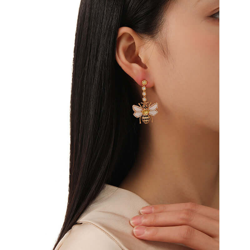925 Sterling Silver Bee Stud Earrings for Women - Hypoallergenic, Dainty & Elegant Jewelry Gift - Perfect for Everyday Wear, Parties & Special Occasions | DMS342