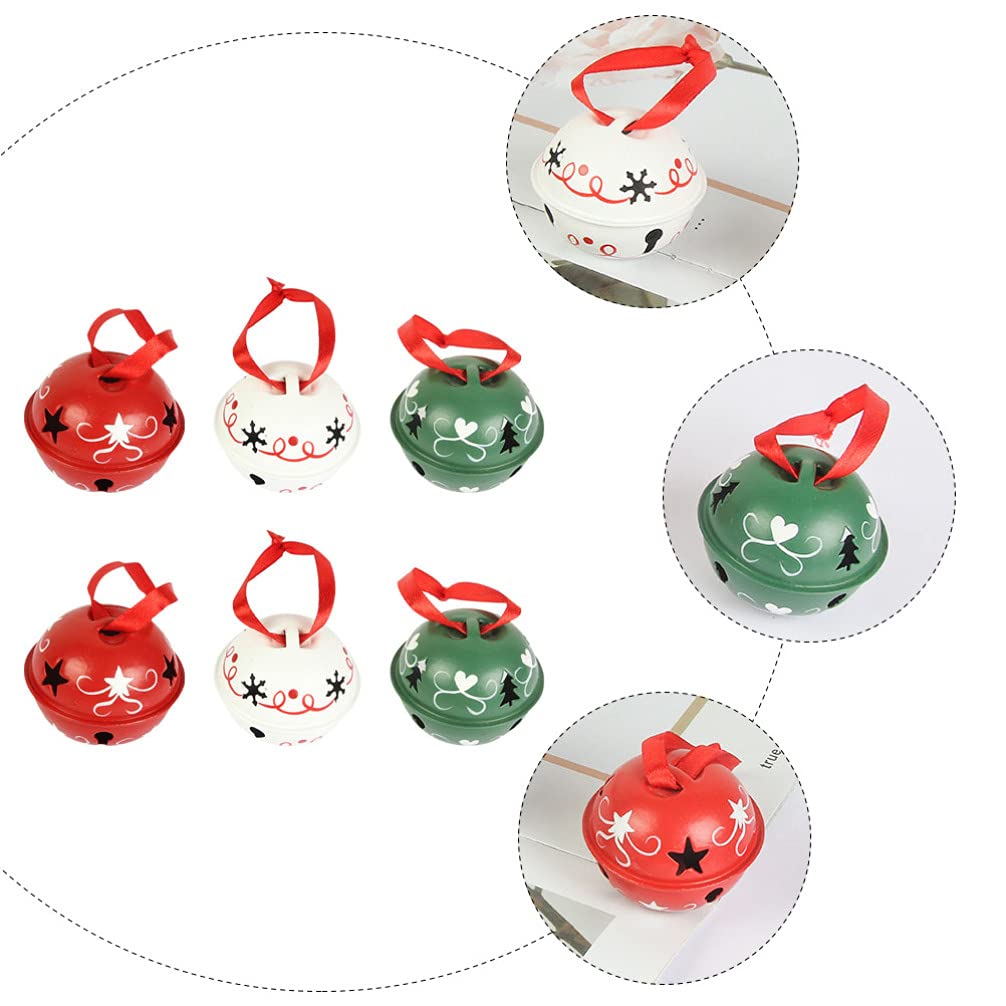 6-Piece Christmas Bells Decor Set - Hanging Iron Bells for Holiday Party, Home, Store & Street Decorations - Elegant Xmas Ornaments for Tree, Door & Festive Scenes