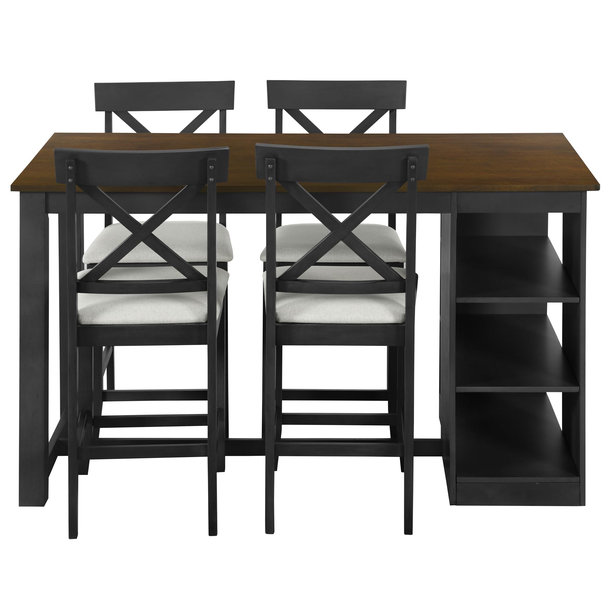 Harper & Bright Designs 5-Piece Farmhouse Dining Set - 60