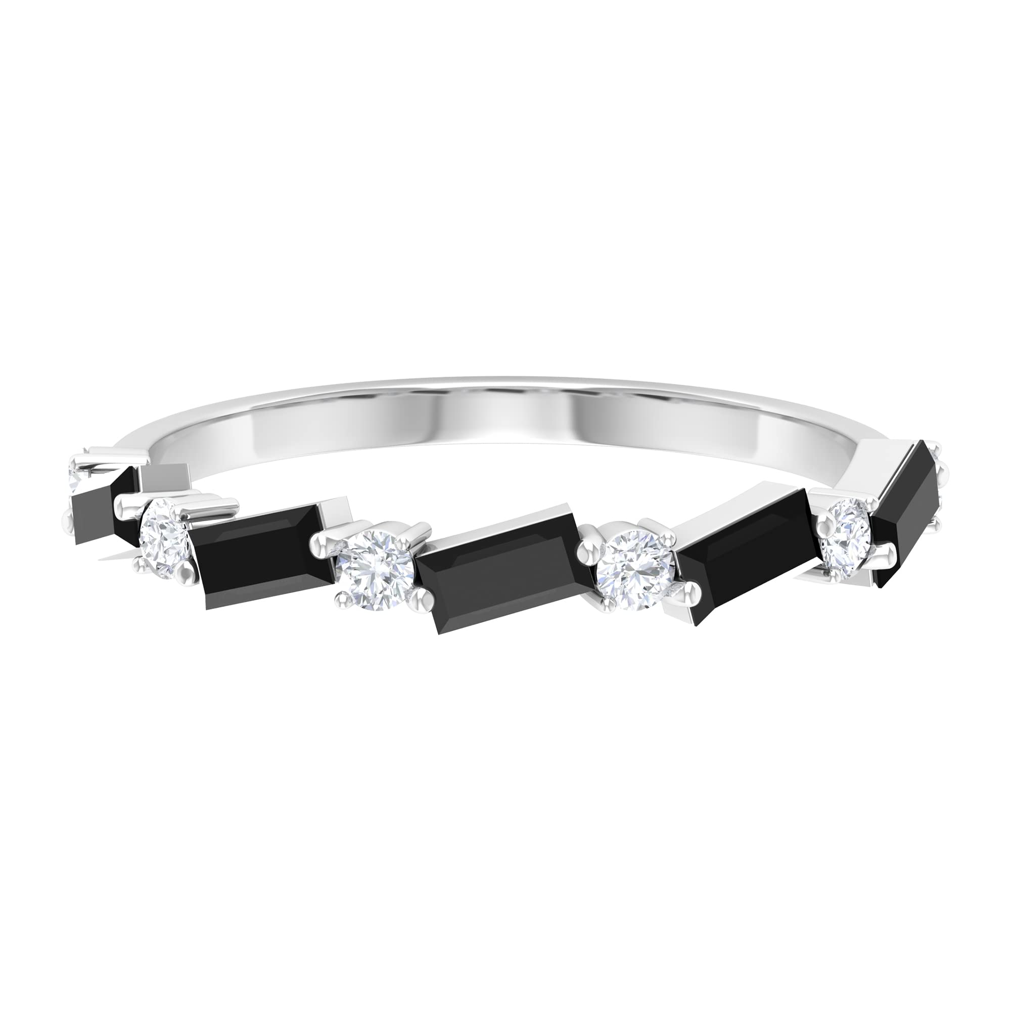 0.75 CT Black Spinel Semi Eternity Ring for Women - 14K Solid Gold Half Eternity Band with Diamond Accents | Elegant Jewelry Gift for Anniversary, Birthday & Special Occasions
