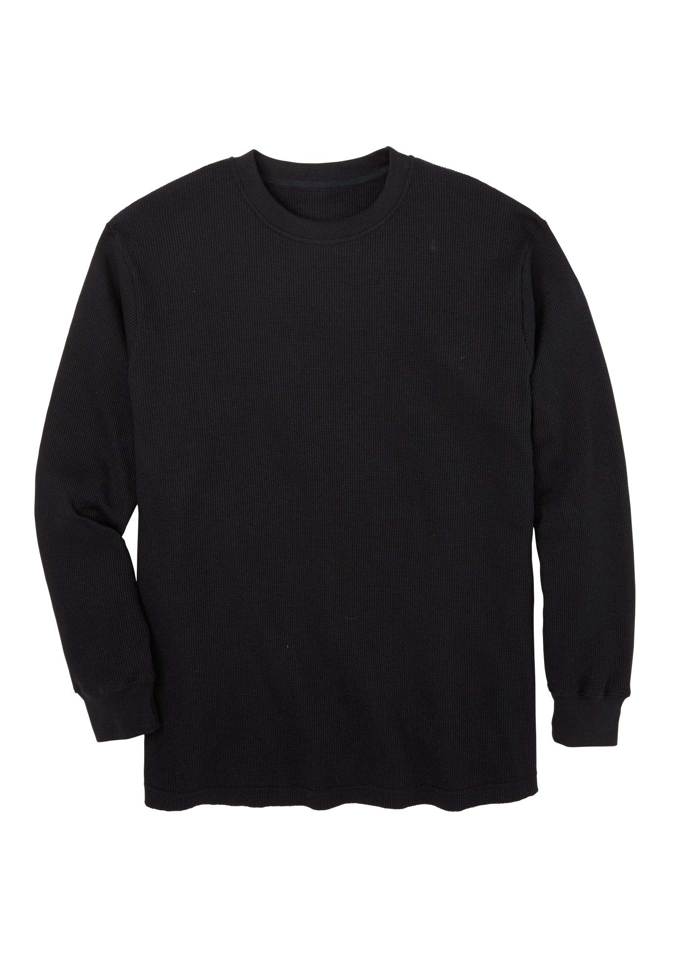 KingSize Men's Big & Tall Waffle-Knit Thermal Crewneck Tee - 6XL Black Long Underwear Top for Winter Layering & Outdoor Activities