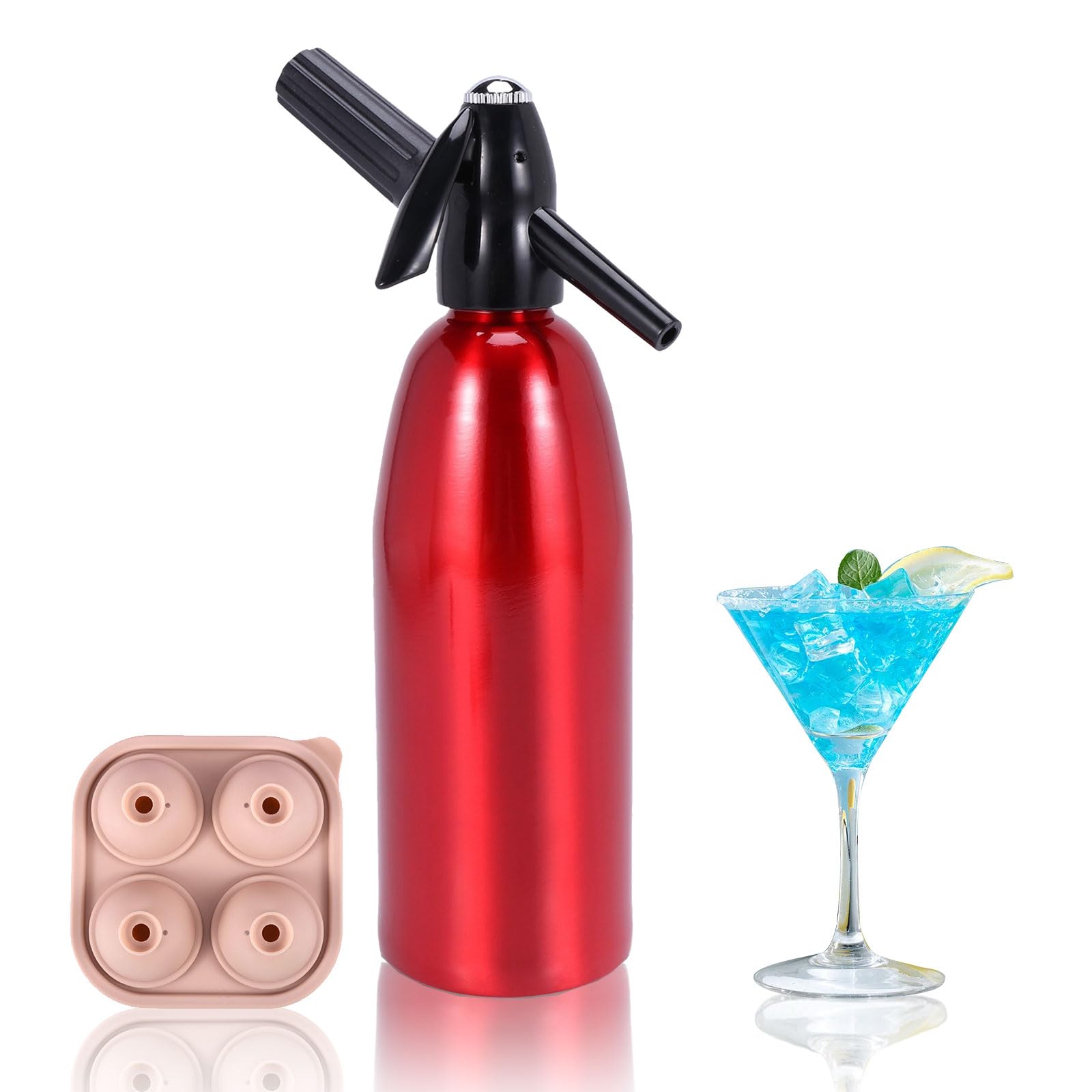 Portable Soda Siphon Sparkling Water Maker Machine - 1L Carbonated Water Dispenser for Homemade Fresh Soda & Fizzy Drinks | Perfect for Home, Office & Parties | CO2 Cylinder Not Included