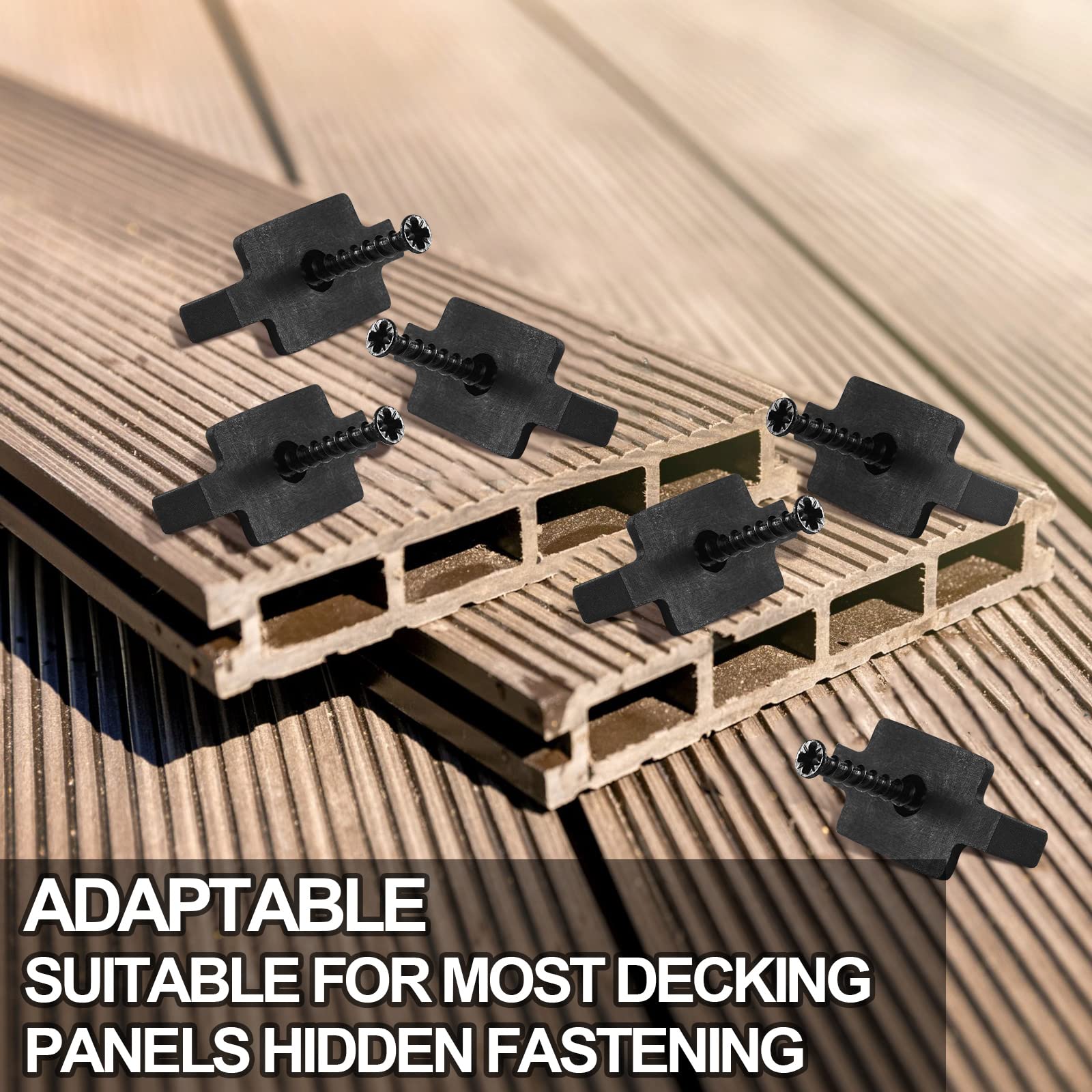 120 Pack Hidden Fasteners Nylon Clips for Deck Fastening | Composite Decking Fasteners with Metal Deck Screws | Durable Nylon Plastic T Clips for Deck Boards | Perfect for DIY Deck Construction & Outdoor Wooden Floor Installation