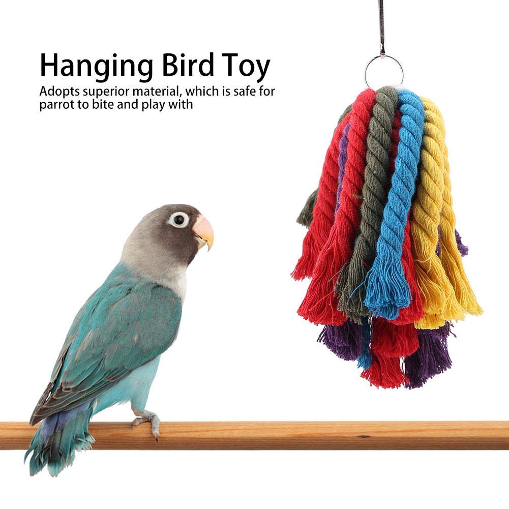 Yosoo 2 Pack Bird Chew Toys for Parrots - Natural Cotton Rope Biting & Chewing Hanging Toys for Bird Cage - Perfect for Mental Stimulation & Beak Trimming