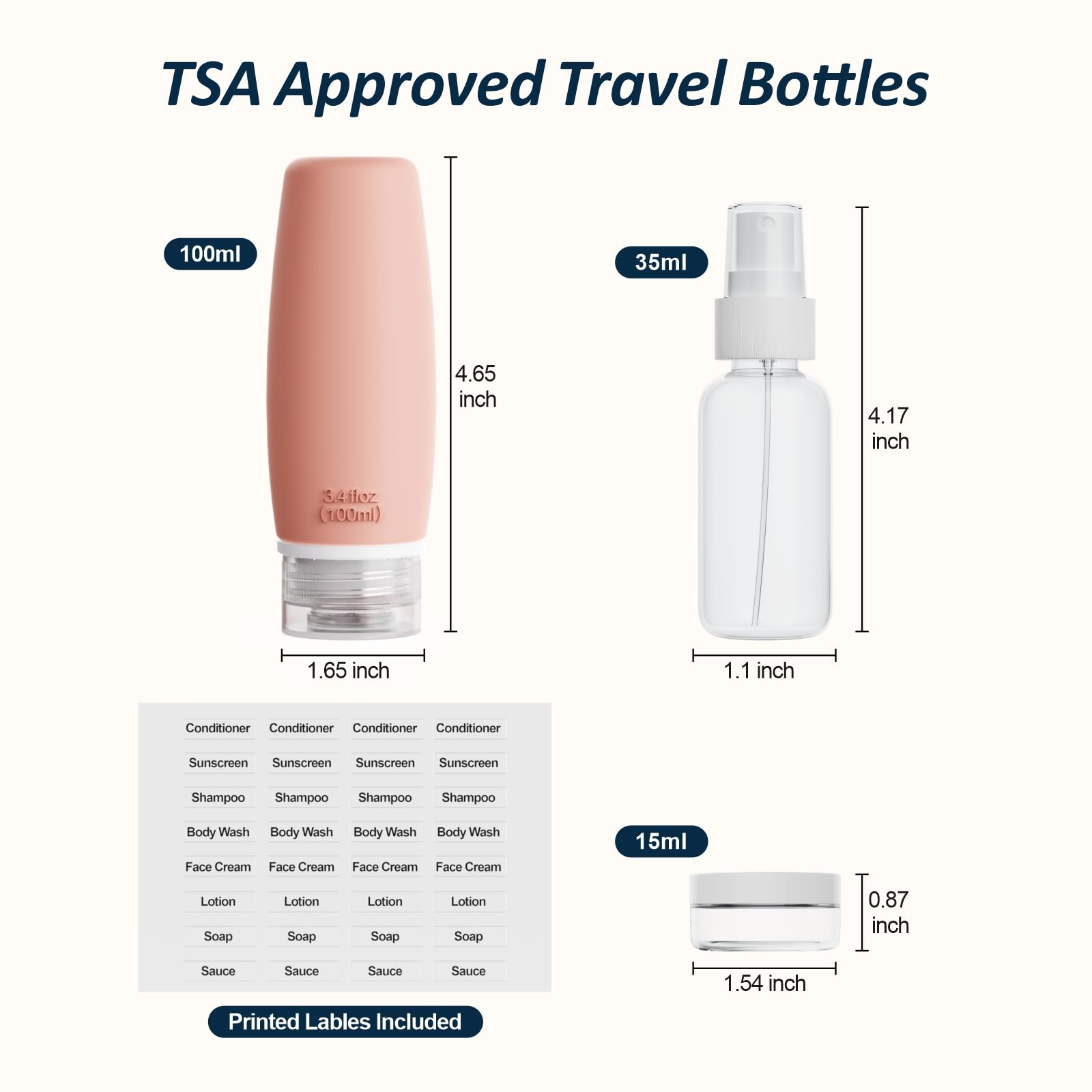 PACKISM TSA Approved 6-Pack Leak Proof Silicone Travel Bottles (3.4oz) - BPA Free Refillable Toiletry Containers for Shampoo, Conditioner, Lotion & Body Wash - Perfect for Air Travel, Gym, Camping & Vacation Essentials
