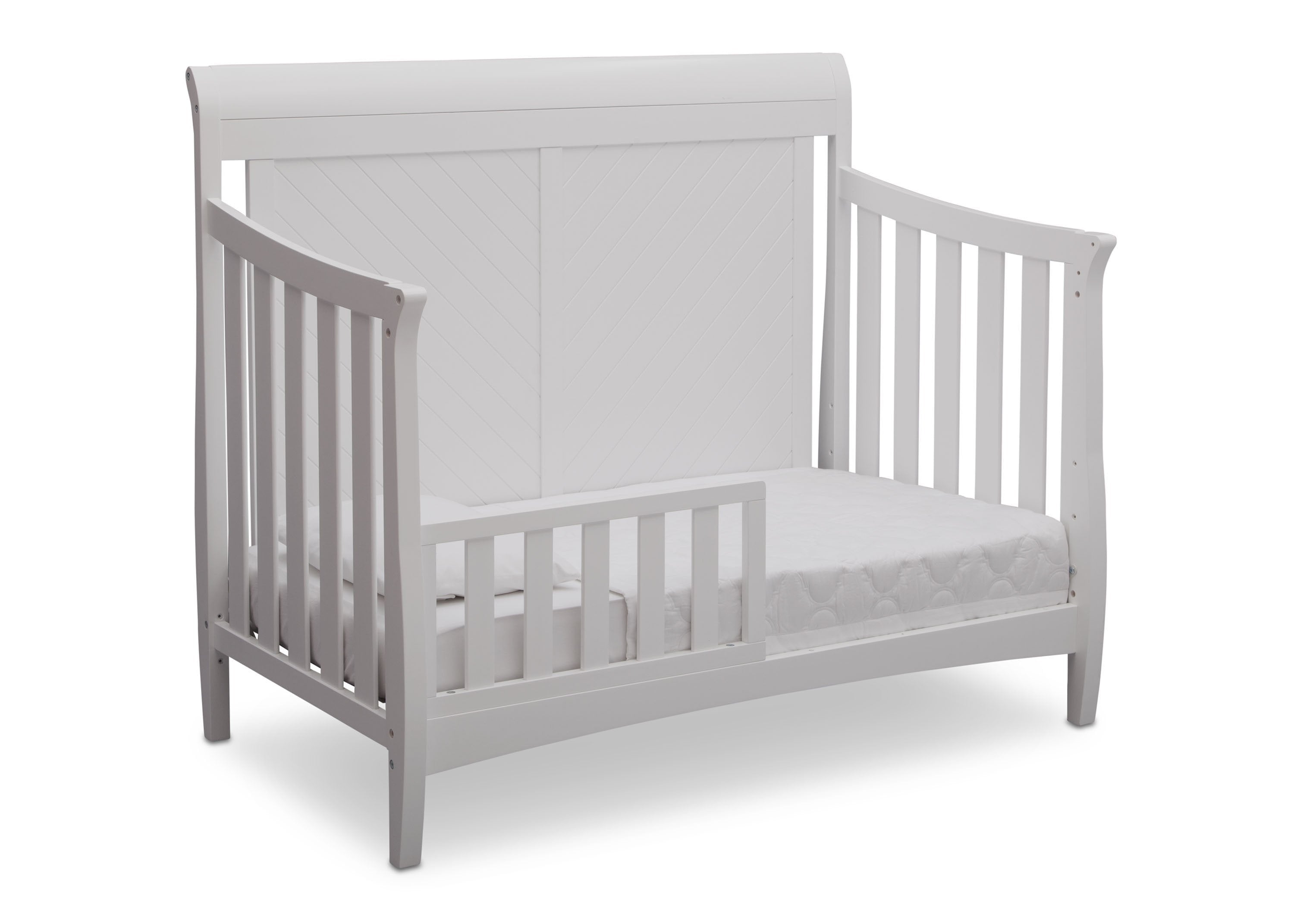 Bennington Elite Sleigh 4-in-1 Convertible Baby Crib - White Nursery Furniture for Newborn to Toddler Bed | Perfect for Modern Nursery, Bedroom & Daycare