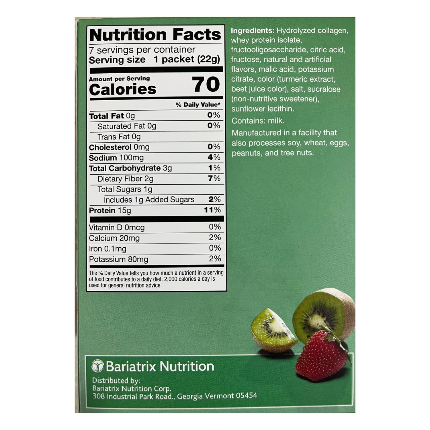 PROTIFIT High Protein Powder Drink Mix - Strawberry Kiwi Flavor | 15g Protein, Low Calorie, Sugar Free, Keto & Ideal Protein Compatible | 7 Servings per Box | Perfect for Post-Workout Recovery & Weight Management