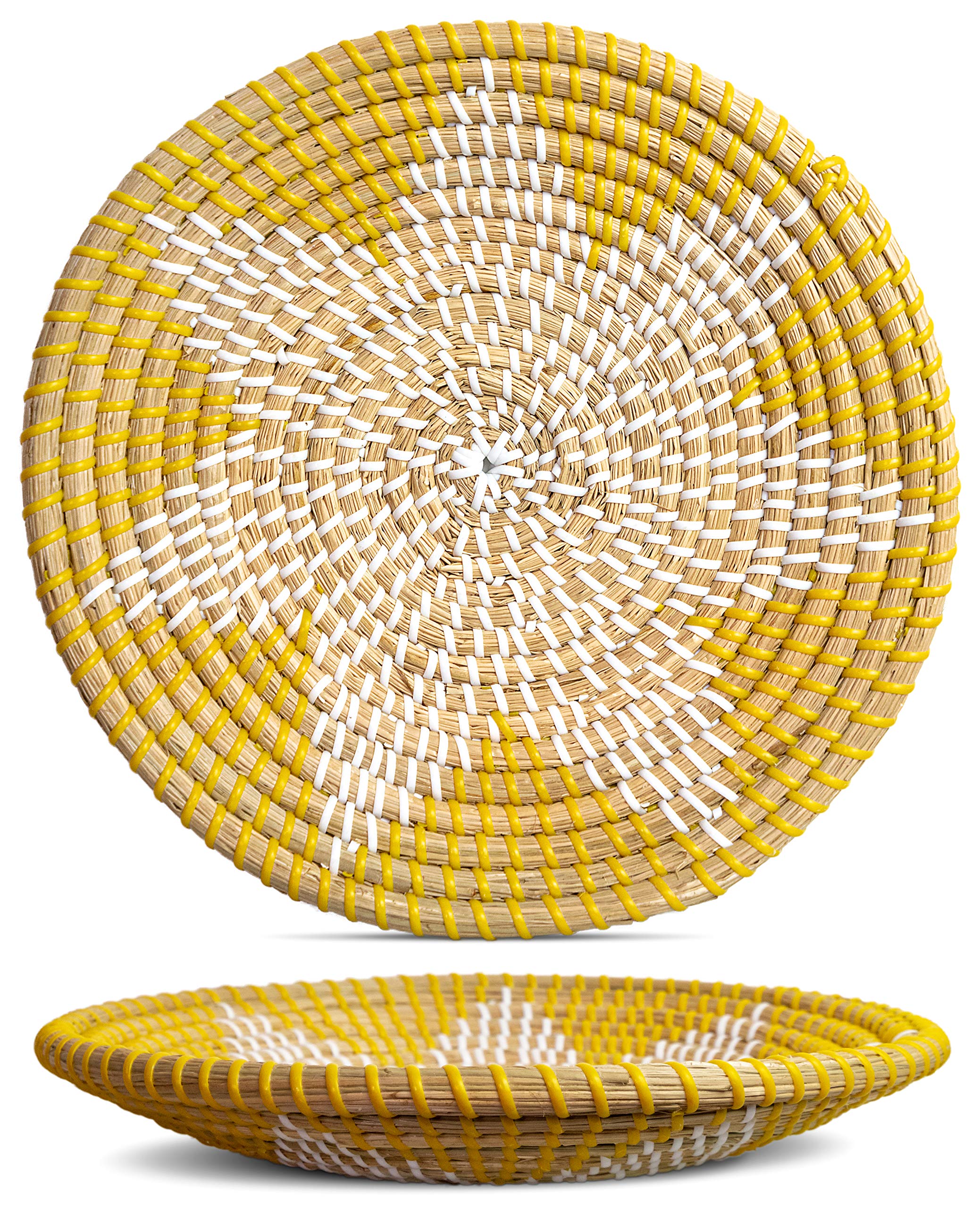 Handmade Boho Woven Wall Basket - Home Decor for Bedroom, Kitchen & Living Room - Goldenrod