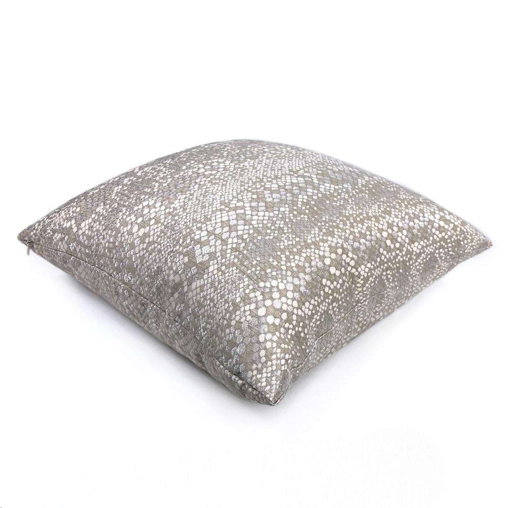 Pearlescent Python Snakeskin Gray Beige Taupe Pillow Cover - Luxury Home Decor for Living Room, Bedroom & Sofa