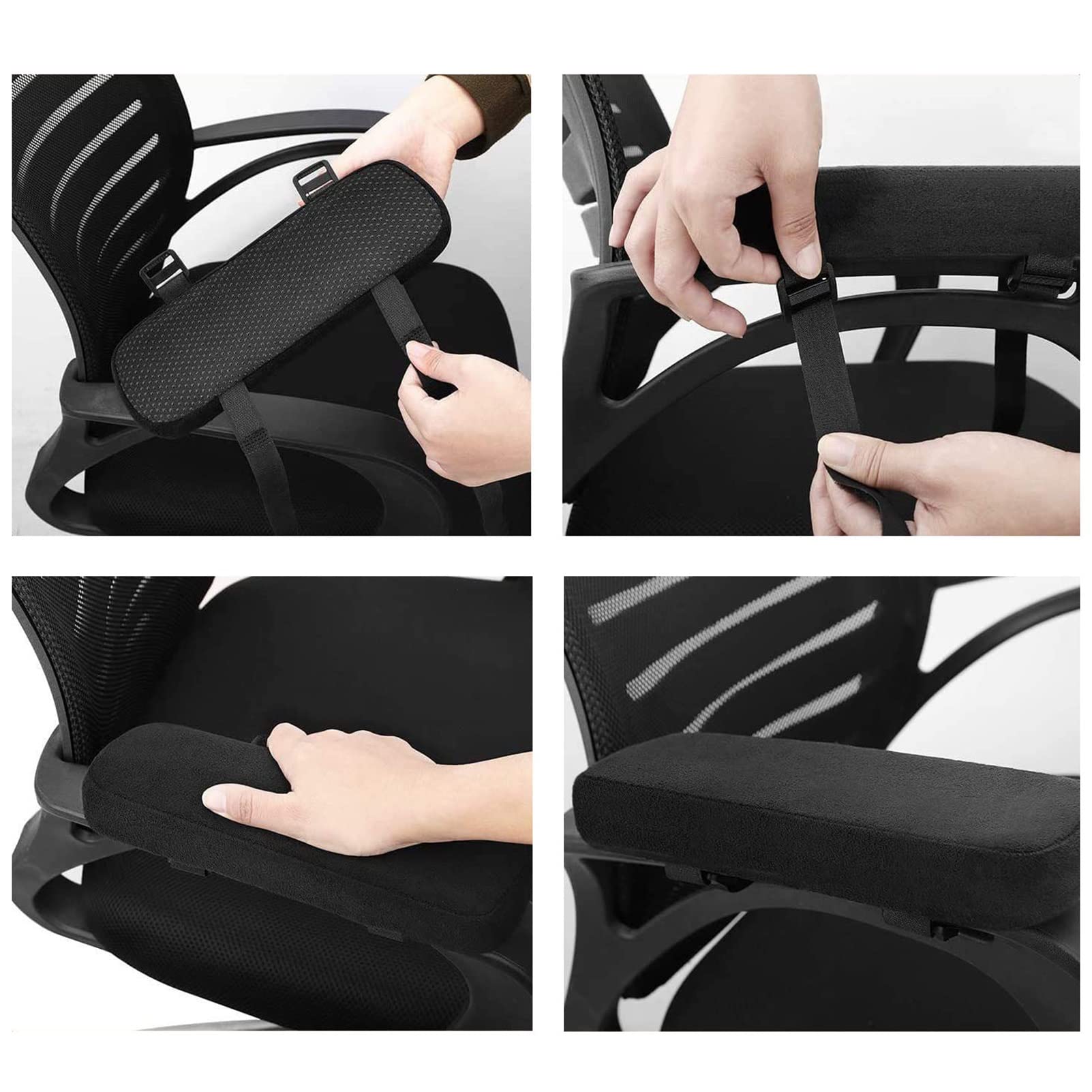 2 Pack Memory Foam Armrest Covers for Office Chairs - Soft Elbow Support Pads for Pressure Relief, Ergonomic Arm Rest Pads for Wheelchair, Gaming Chair & Desk Chair - Perfect for Long Work Hours & Gaming Sessions