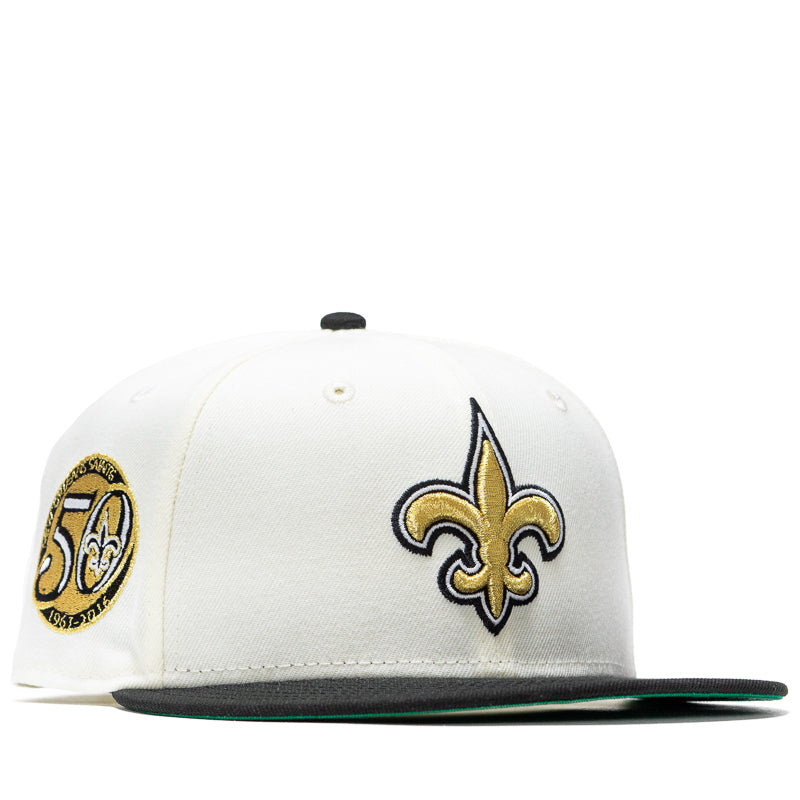 New Era x Politics New Orleans Saints 59FIFTY Fitted Hat - Chrome/Black - Official NFL Snapback Cap for Men & Women - Perfect for Game Day, Sports Events & Streetwear Fashion