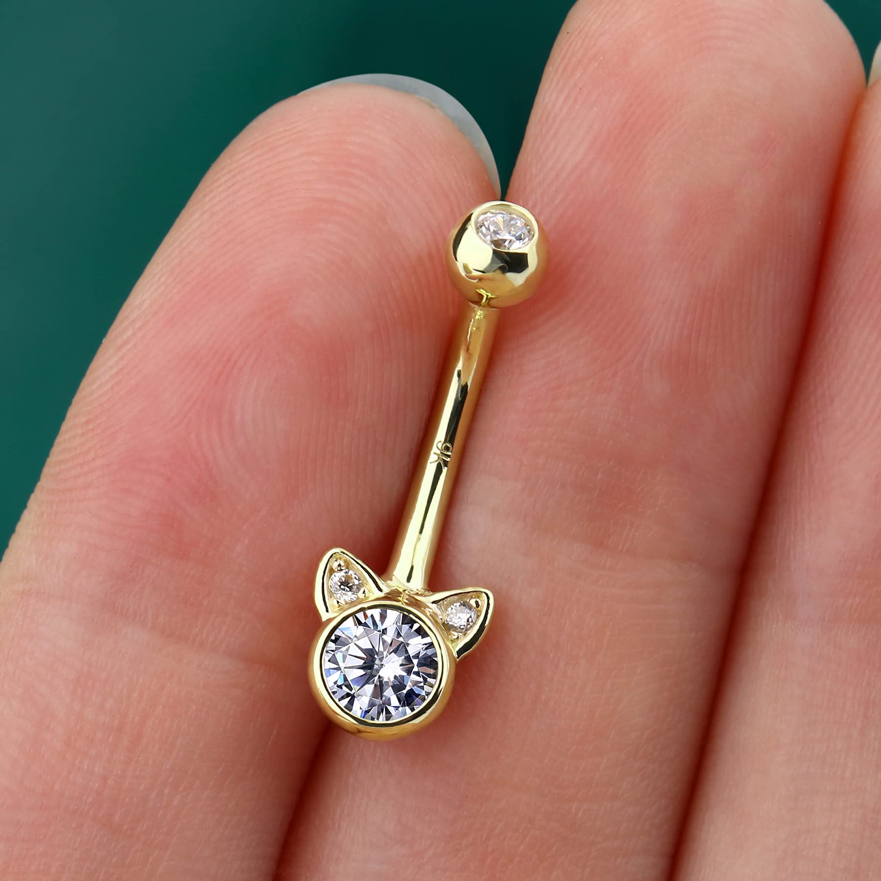 COCHARM 14K Real Gold Belly Button Rings - Cute Short & Long Upper Navel Piercing Jewelry - 16g/14g Belly Ring Barbell for Rook - Perfect for Everyday Wear, Beach Outfits & Piercing Gifts
