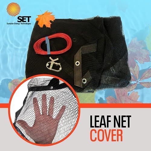 SunSolar 18x34 Ft Oval Above Ground Pool Leaf Net Cover with Winch & Cable Closure - Durable Swimming Pool Protection for Fall & Winter Season - Easy Installation & Secure Fit