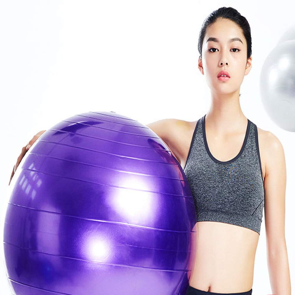 95CM Non-Slip Thickened Anti-Burst PVC Yoga Ball - Purple Multicolor Exercise Ball for Fitness, Balance Training, Weight Loss, Physical Therapy & Pregnancy Support | Perfect for Home Gym, Pilates & Postnatal Recovery