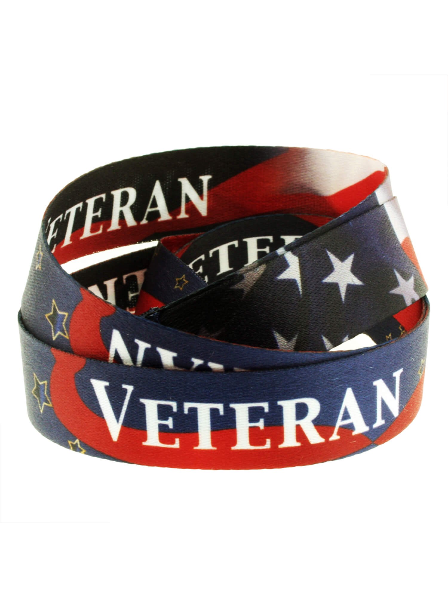 PinMart Veteran Military Patriotic Lanyard with Safety Breakaway Release - Perfect for ID Badges, Keys & Work Security (Red White Blue USA Flag Design)