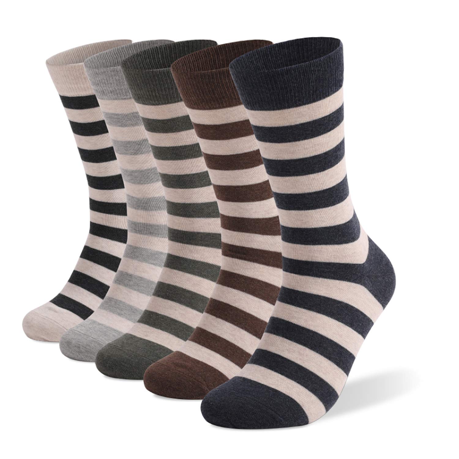 Premium Men's Dress Socks 5-Pack - 100% Cotton Colorful Crew Socks for Business & Casual Wear - Perfect for Office, Wedding & Everyday Comfort