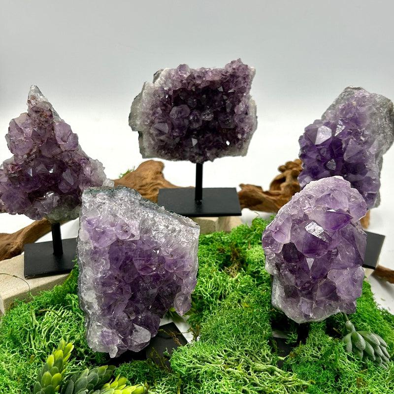 Natural Amethyst Crystal Clusters on Pins - Healing, Spiritual Growth & Energy Cleansing | Premium Brazilian Gemstones | Perfect for Meditation, Chakra Balancing & Home Decor