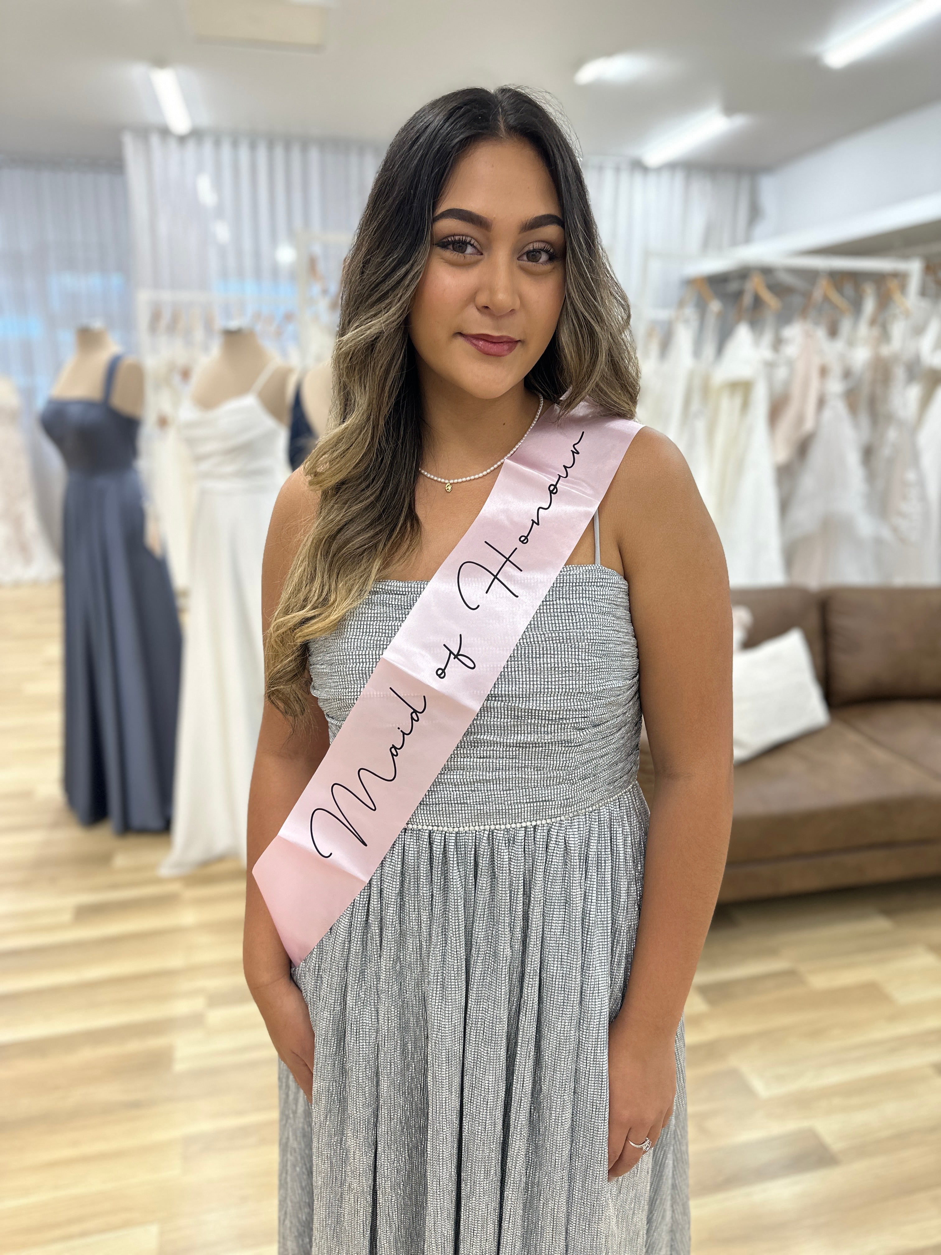 Light Pink Maid of Honor Sash - Elegant Bridal Party Accessory for Weddings & Special Events