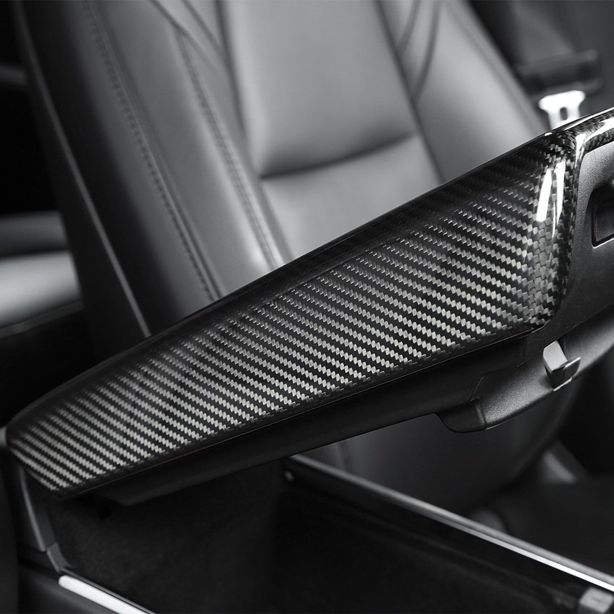 Premium Real Carbon Fiber Armrest Cover for Tesla Model 3 & Y - Luxury Interior Upgrade with Sporty Look | Perfect for Car Enthusiasts & Tesla Owners Seeking Stylish Protection