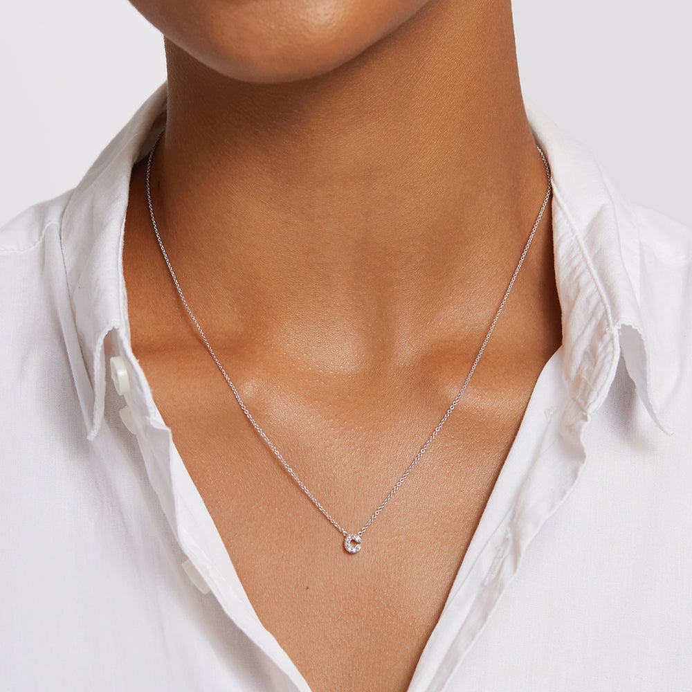 Diamond Letter C Necklace in Sterling Silver - Elegant Personalized Jewelry Gift for Women, Perfect for Birthdays, Anniversaries & Everyday Wear