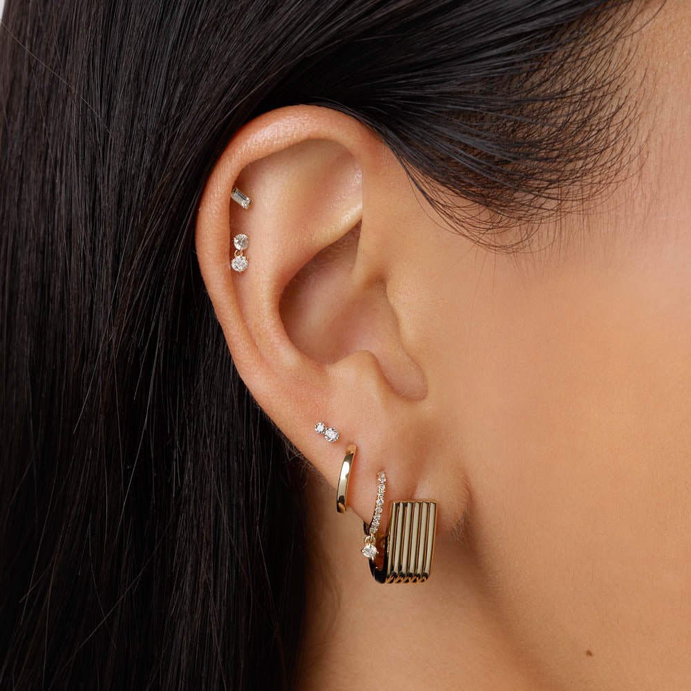 10k Gold Diamond Drop Helix Single Stud Earring - Elegant & Dainty Piercing Jewelry for Everyday Wear & Special Occasions