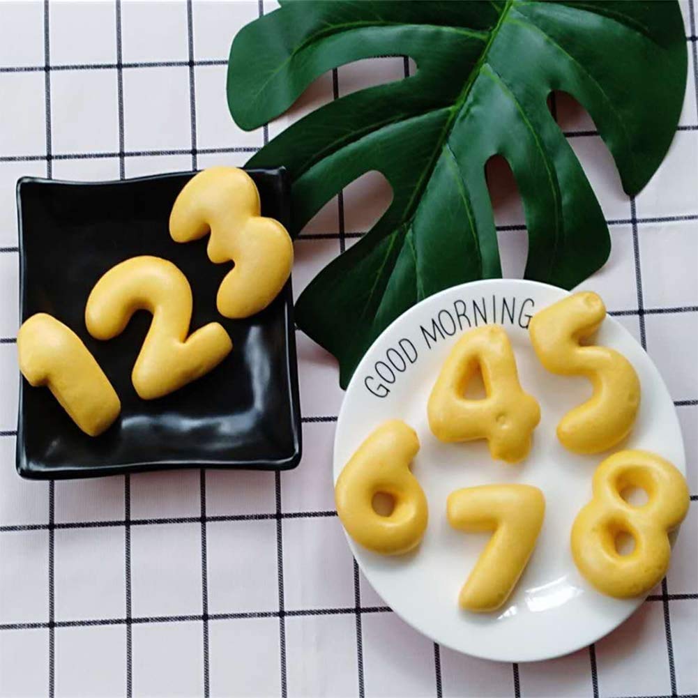 Noble Foods 10PCS Plastic Number Fondant Cake Biscuit Mold Set - Cookie Stamp, Embosser Cutter & DIY Digital Fondant Tool for Birthday, Wedding, and Party Decorations