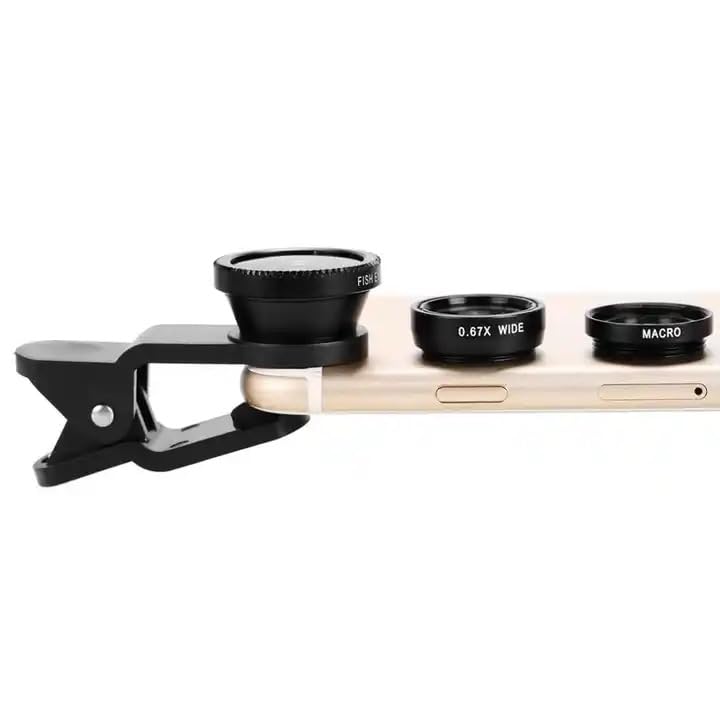 3-in-1 Professional Camera Lens Kit for iPhone & Android - Ultra Wide Angle, Fisheye & Macro Lenses - HD Mobile Photography & Videography Accessories - Perfect for Travel Vlogging, Nature Photography & Social Media Content Creation