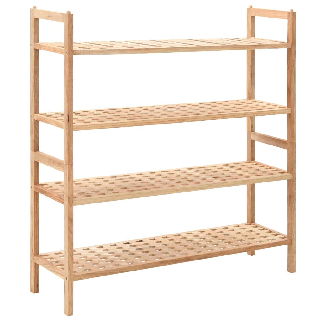 Festnight 4-Tier Shoe Rack Organizer with Storage Shelves & Handles - Walnut Wood Free Standing Shoe Storage Shelf for Entryway, Hallway, Closet - 27.2 x 10.2 x 31.9 Inches (L x W x H) - Perfect for Small Spaces & Apartment Living