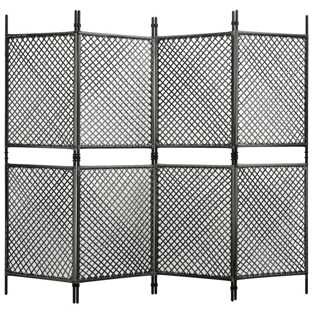 Sywamol 4-Panel Folding Room Divider - Free-Standing Privacy Screen with Poly Rattan Design, 94.5