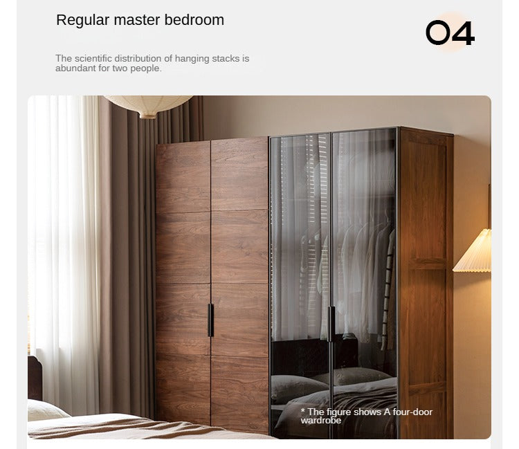Premium Black Walnut Solid Wood Wardrobe & Storage Cabinet - Spacious Closet Organizer for Bedroom, Living Room, and Office