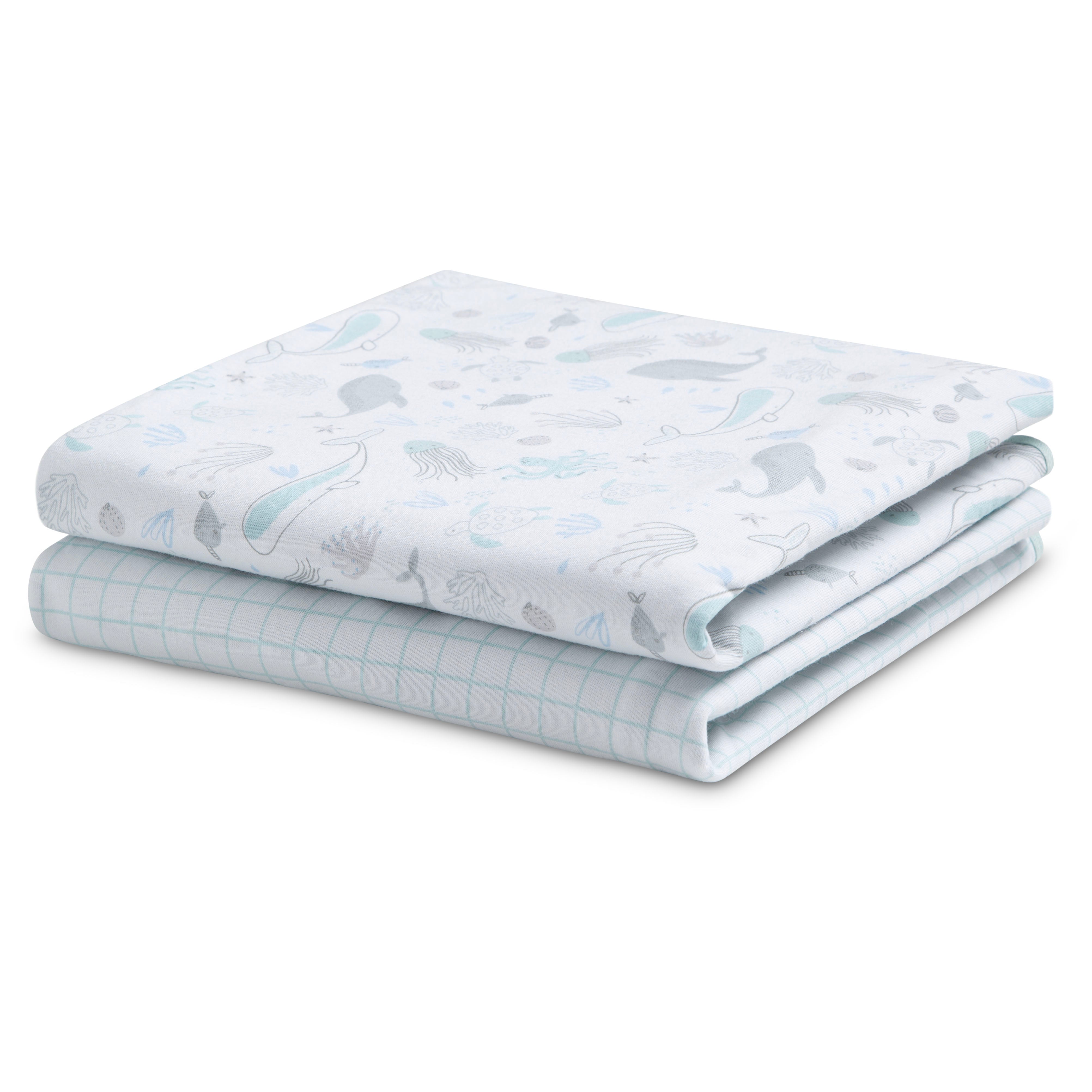 100% Organic Jersey Cotton Baby Receiving Blankets - Soft & Breathable Newborn Swaddle Blankets (2 Pack) - Perfect for Swaddling, Nursing & Stroller Use