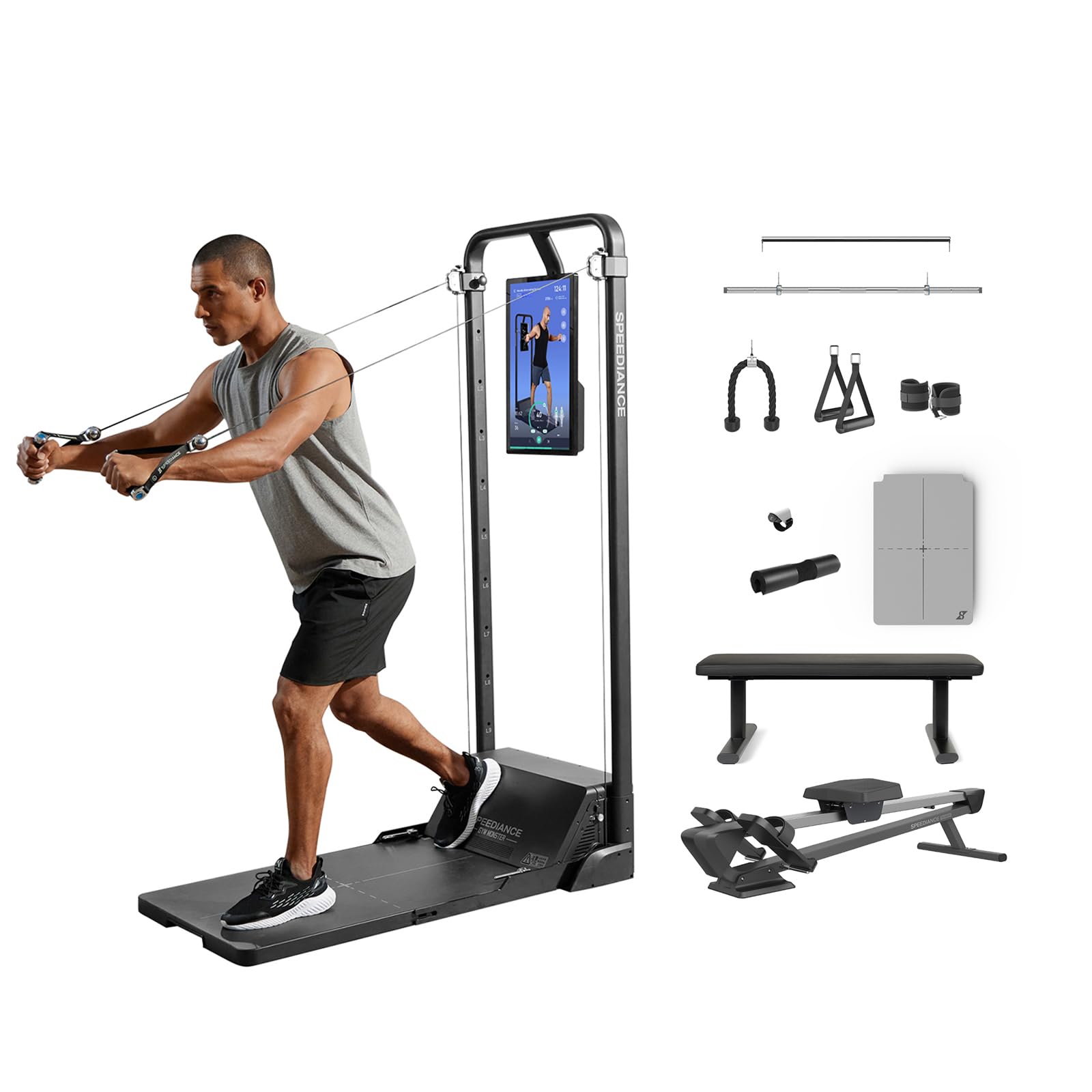Smart Home Gym System - Multifunctional Smith Machine & Power Cage for Full Body Strength Training | All-in-One Cable Machine for Home Workouts | Perfect for Small Spaces & Home Fitness Enthusiasts
