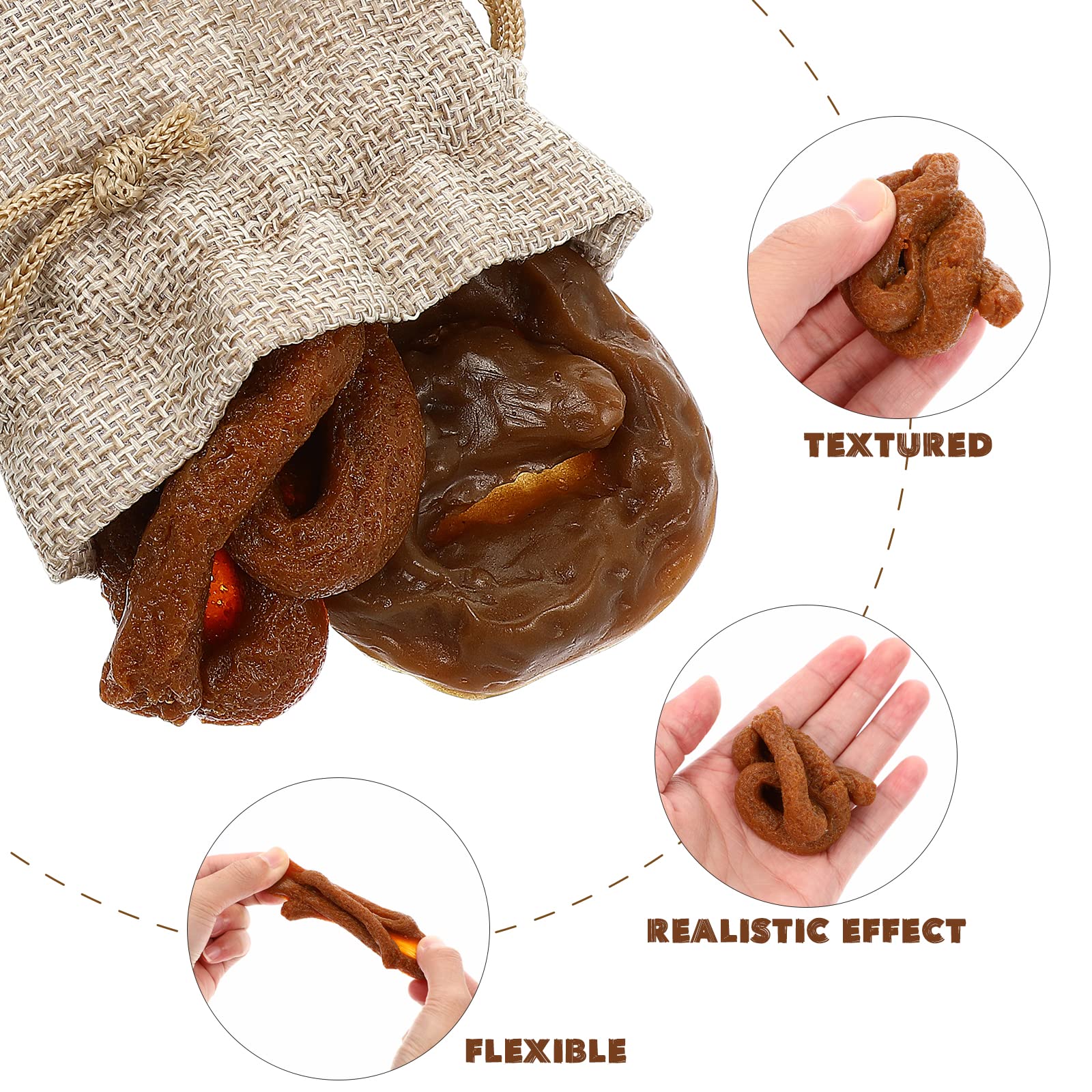NUOBESTY 6Pcs Realistic Fake Dog Poop - Hilarious Prank Toys for Practical Jokes, Party Favors & Trick Props with Drawstring Bags - Perfect for April Fools, Halloween Pranks & Office Gags