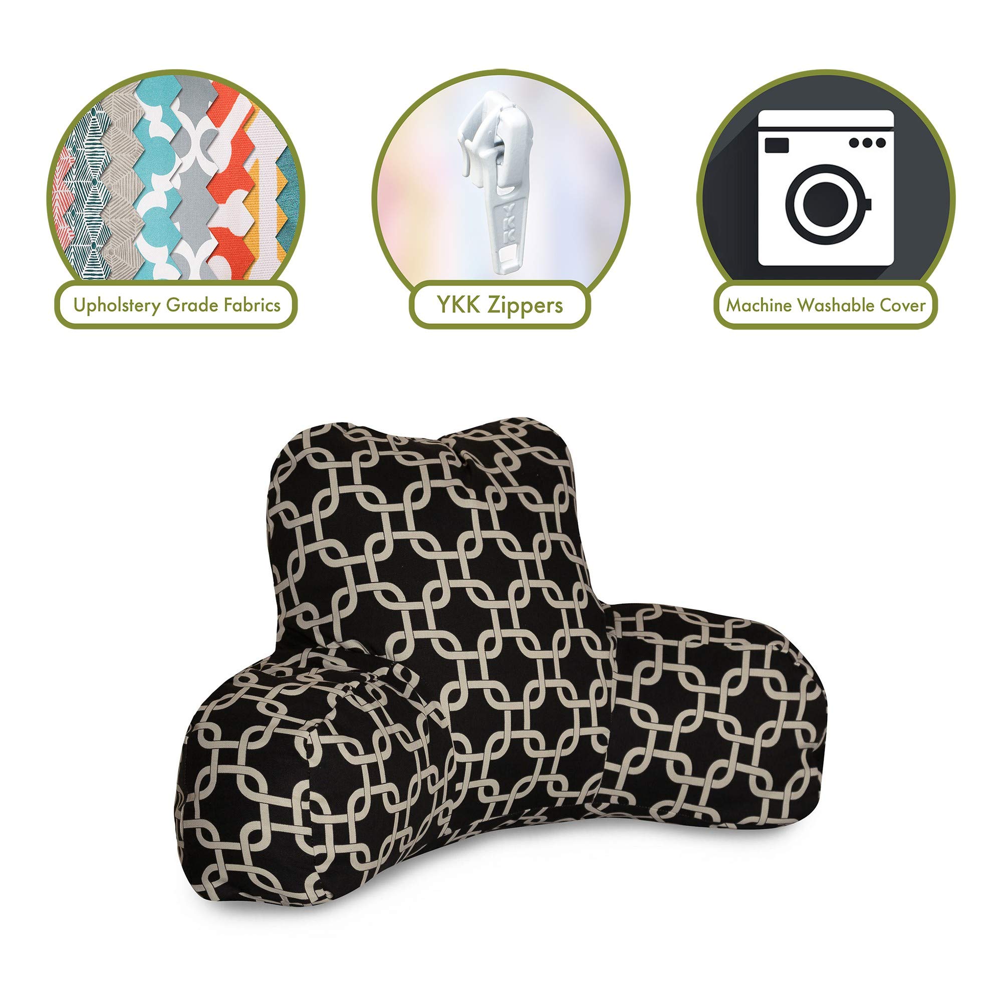 Majestic Home Goods Black Reading Pillow with Arms - Perfect for Bed, Sofa & Reading Nook Comfort
