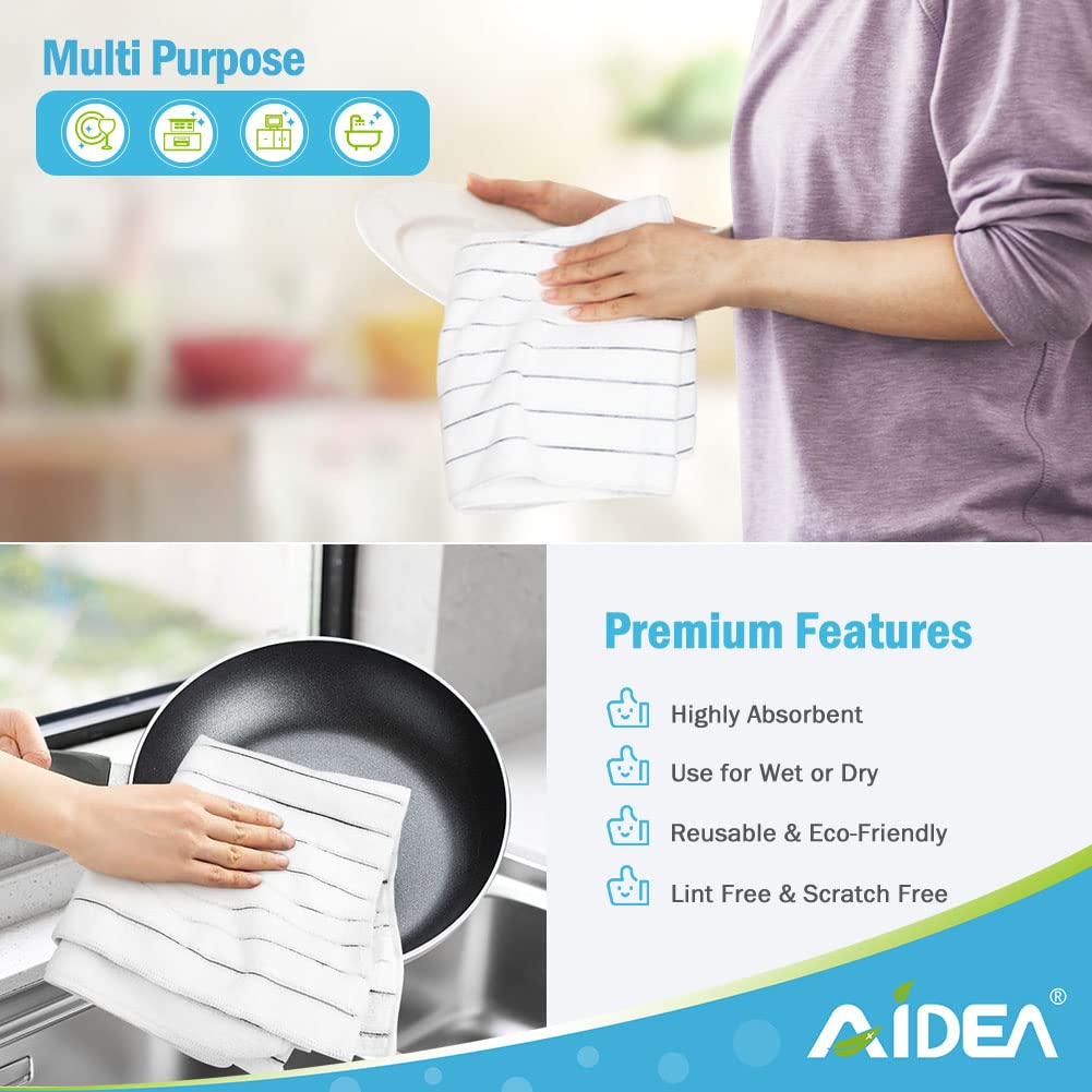 AIDEA 8-Pack Super Soft Absorbent Microfiber Kitchen Towels - 18