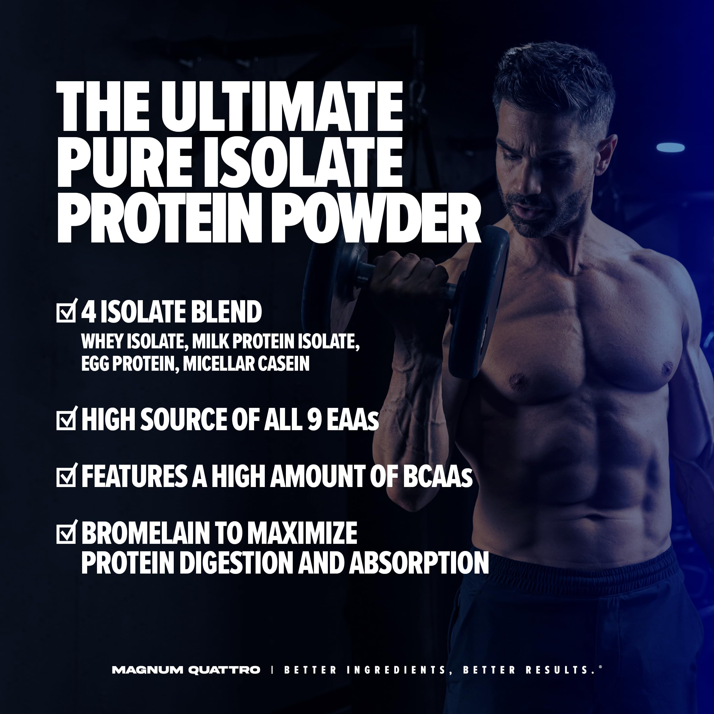 QUATTRO Magnum Nutraceuticals Whey Protein Powder - Vanilla Soft Serve Ice Cream Flavor, 2lb | Premium Protein Isolate Blend for Muscle Growth & Recovery | Post-Workout & Meal Replacement for Athletes & Fitness Enthusiasts