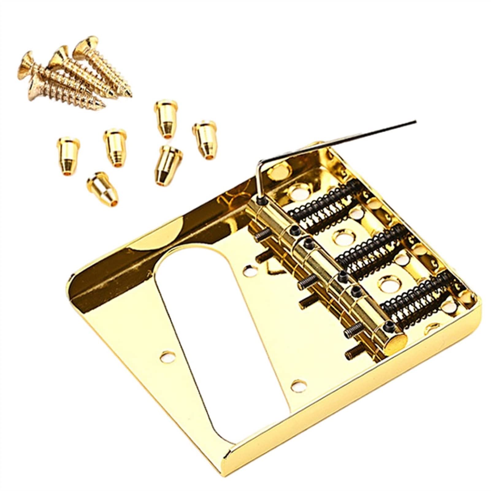 Golden Electric Guitar Fixed Saddle Bridge Replacement - 1Set High-Quality Guitar Bridge Parts for Improved Tone & Stability | Perfect for DIY Guitar Repair & Upgrades