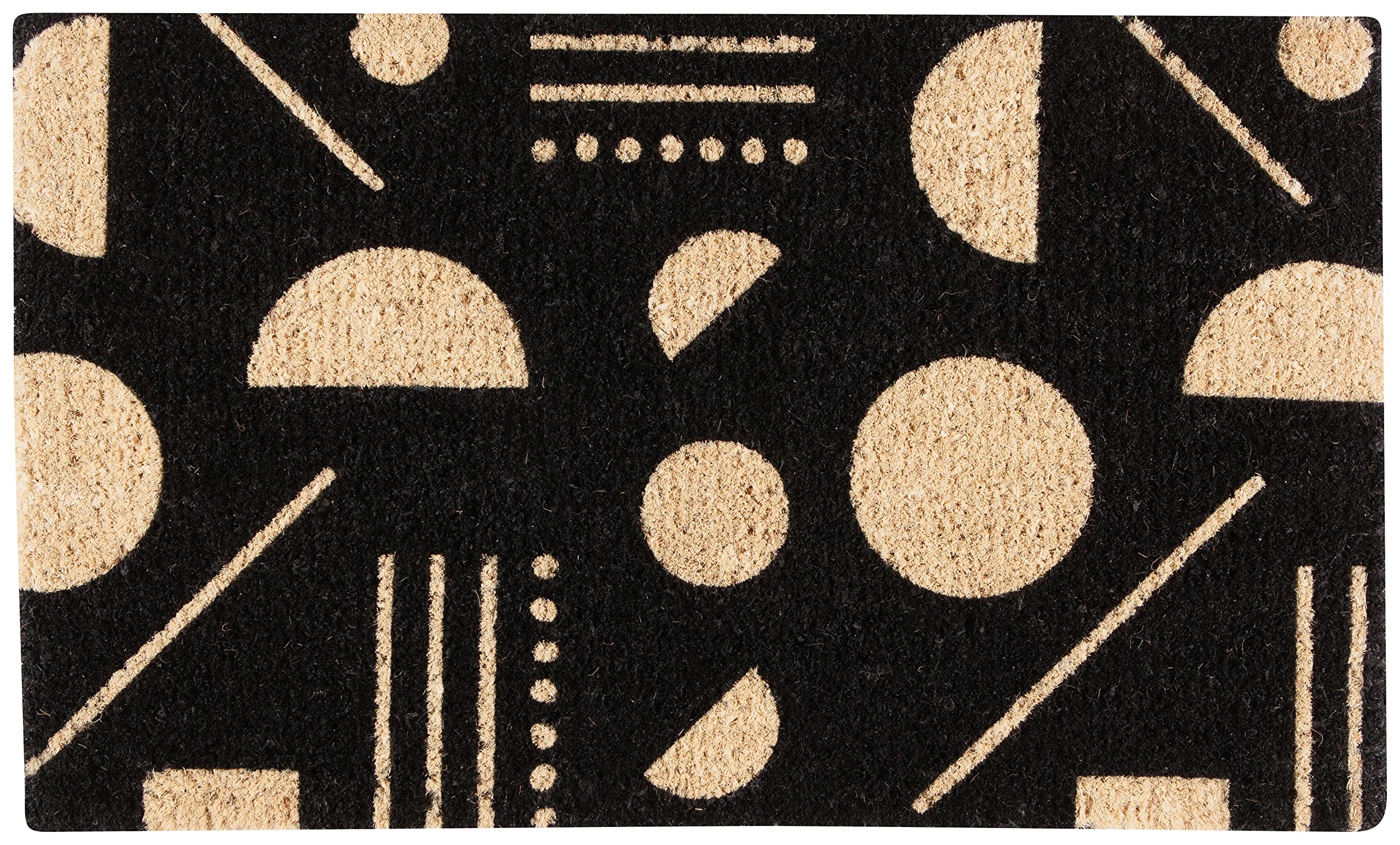 Danica Studio Domino Coir Fiber Printed Doormat 18x30 Inches - Non-Slip Eco-Friendly Welcome Mat for Front Door, Porch, Entryway, and Home Decor