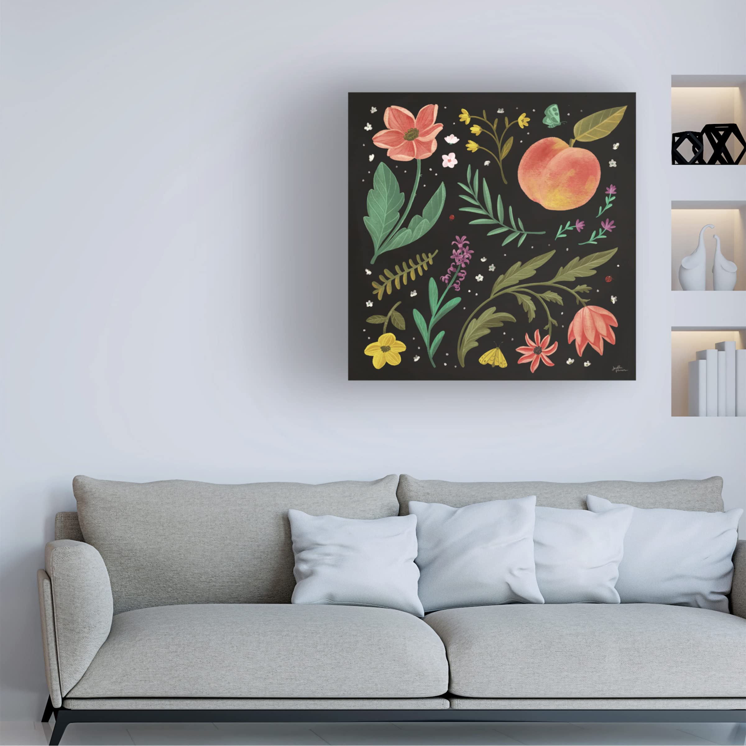 Janelle Penner Spring Botanical II Black Canvas Wall Art - Modern Floral Home Decor for Living Room, Bedroom & Office - Trademark Fine Art Collection