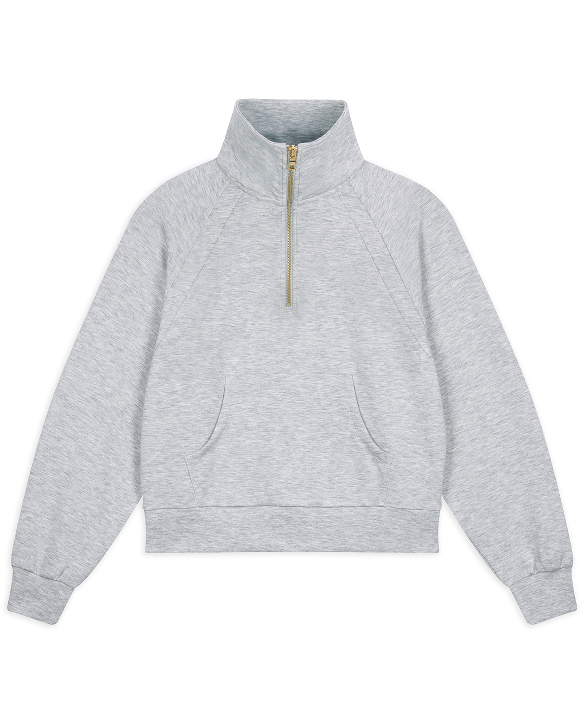 LuxeComfort Scuba Half Zip Sweatshirt for Women - Soft Fleece Pullover Hoodie, Grey Marl - Perfect for Casual Wear, Gym & Outdoor Activities