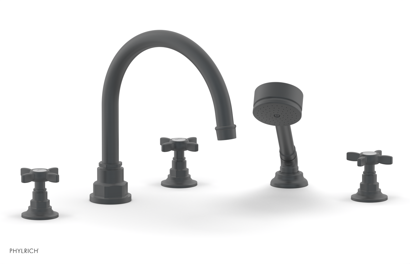 Jamestown Deck Tub Set with Hand Shower - Cross Handles 165 48 - Outdoor/Indoor Freestanding Bathtub for Patio, Garden, or Bathroom Relaxation