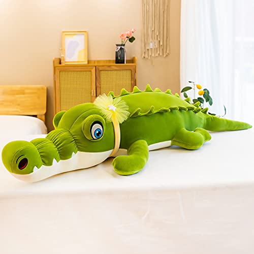 Realistic Alligator Plush Toy - Large Soft Stuffed Crocodile Animal Pillow for Kids, Boys & Girls | Cuddly Green Plushie for Bedroom Decor, Nursery, Gifts & Playtime