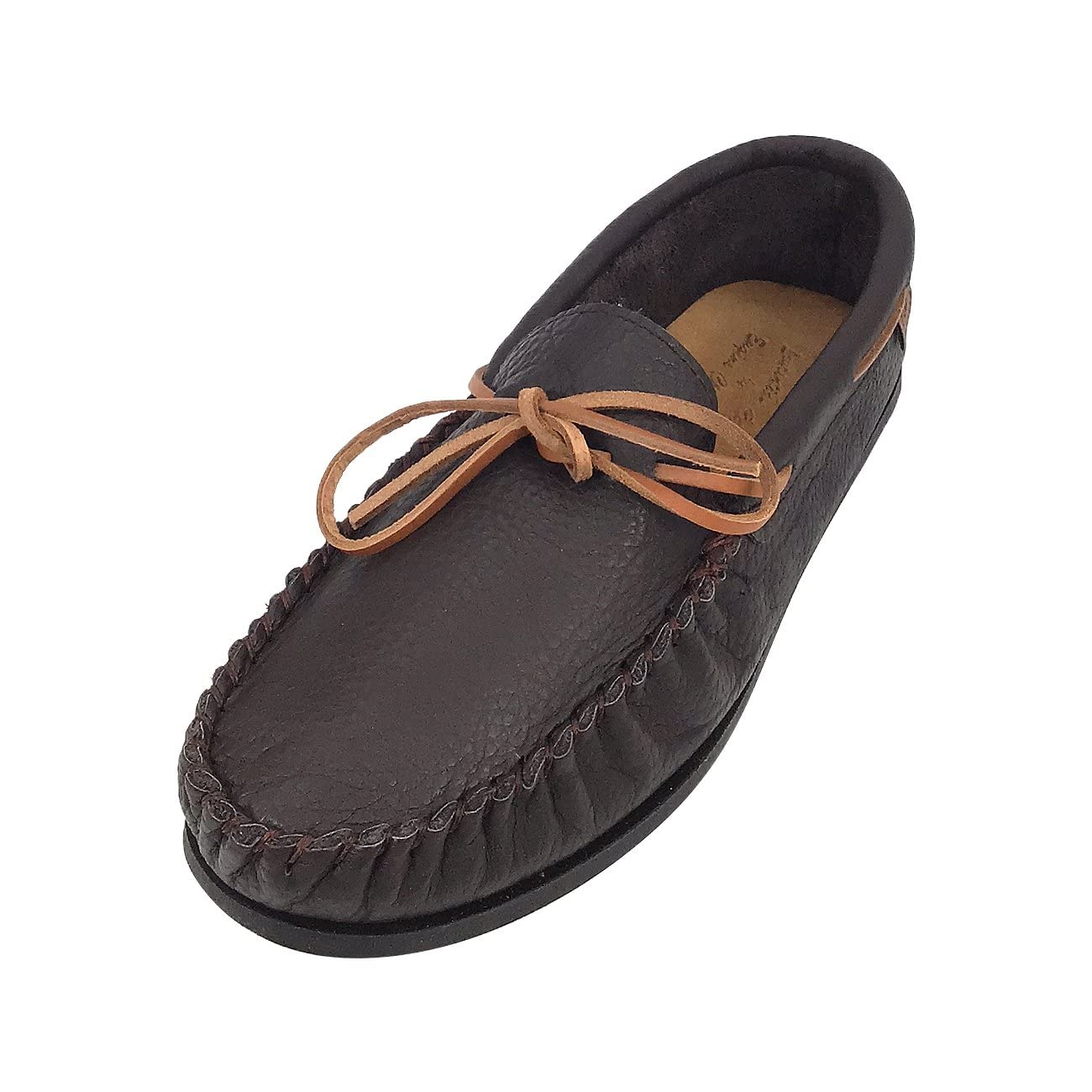 Laurentian Chief Men's Buffalo Leather Moccasin Shoes - Comfortable Handmade Native American Style Slip-Ons for Casual Wear & Outdoor Activities