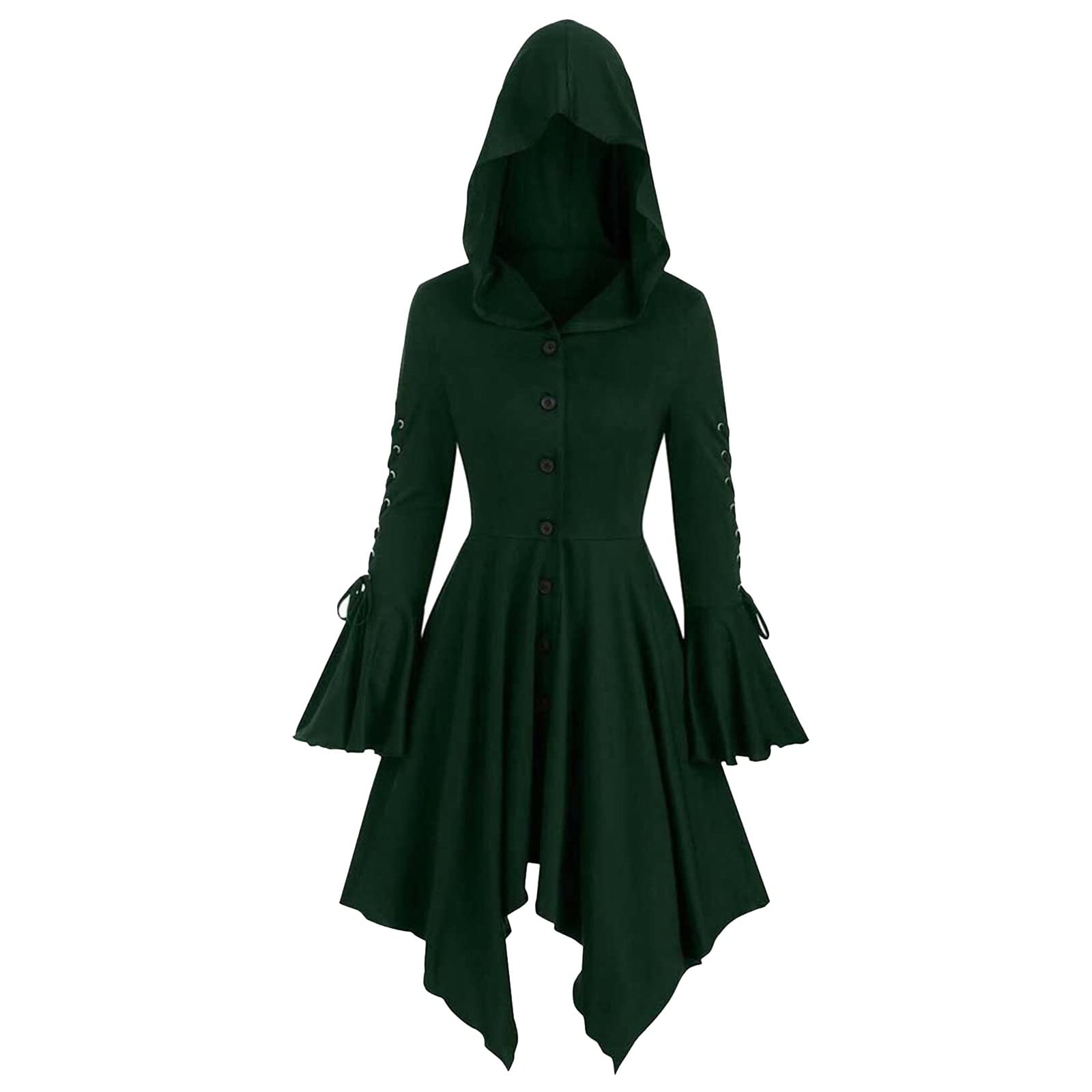 Vintage Halloween Hocus Pocus Dress for Women - Gothic Lace Up Renaissance Maxi Dress | Irish Retro Cosplay Gown for Halloween Parties & Medieval Themed Events