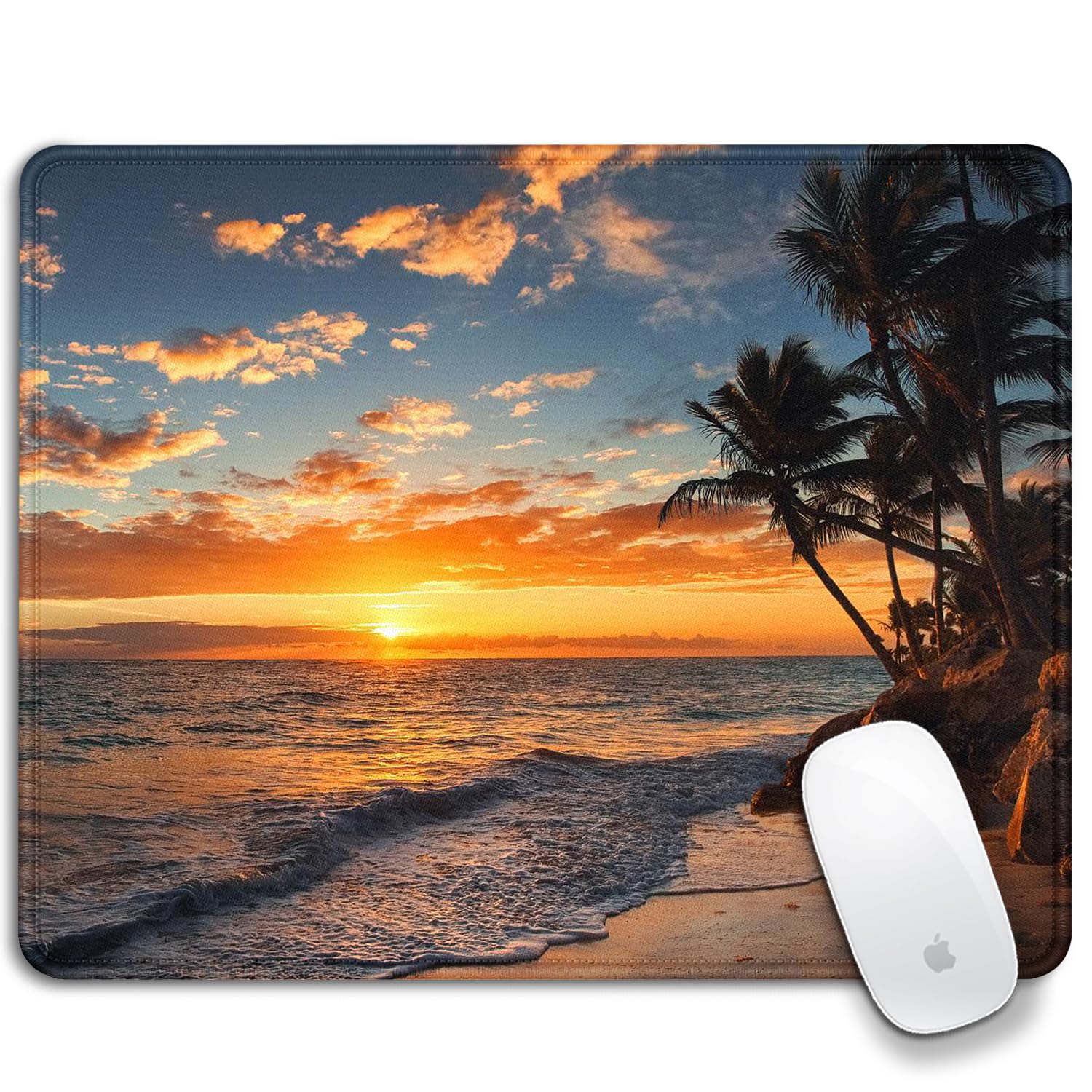 Premium Sunset Beach Design Large Mouse Pad (11.8
