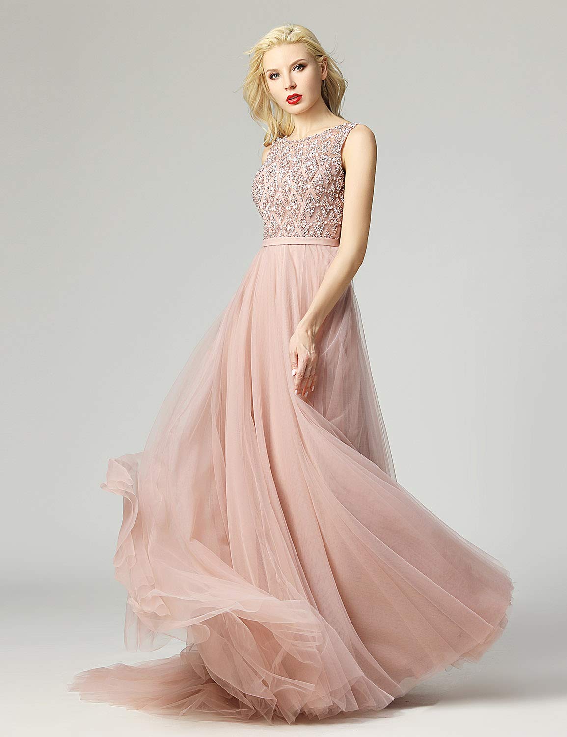 Sarahbridal Women's Long Beaded Pearl Prom Evening Dresses 2022 - Elegant Wedding Party Ball Gowns for Homecoming, Quinceañera & Formal Events