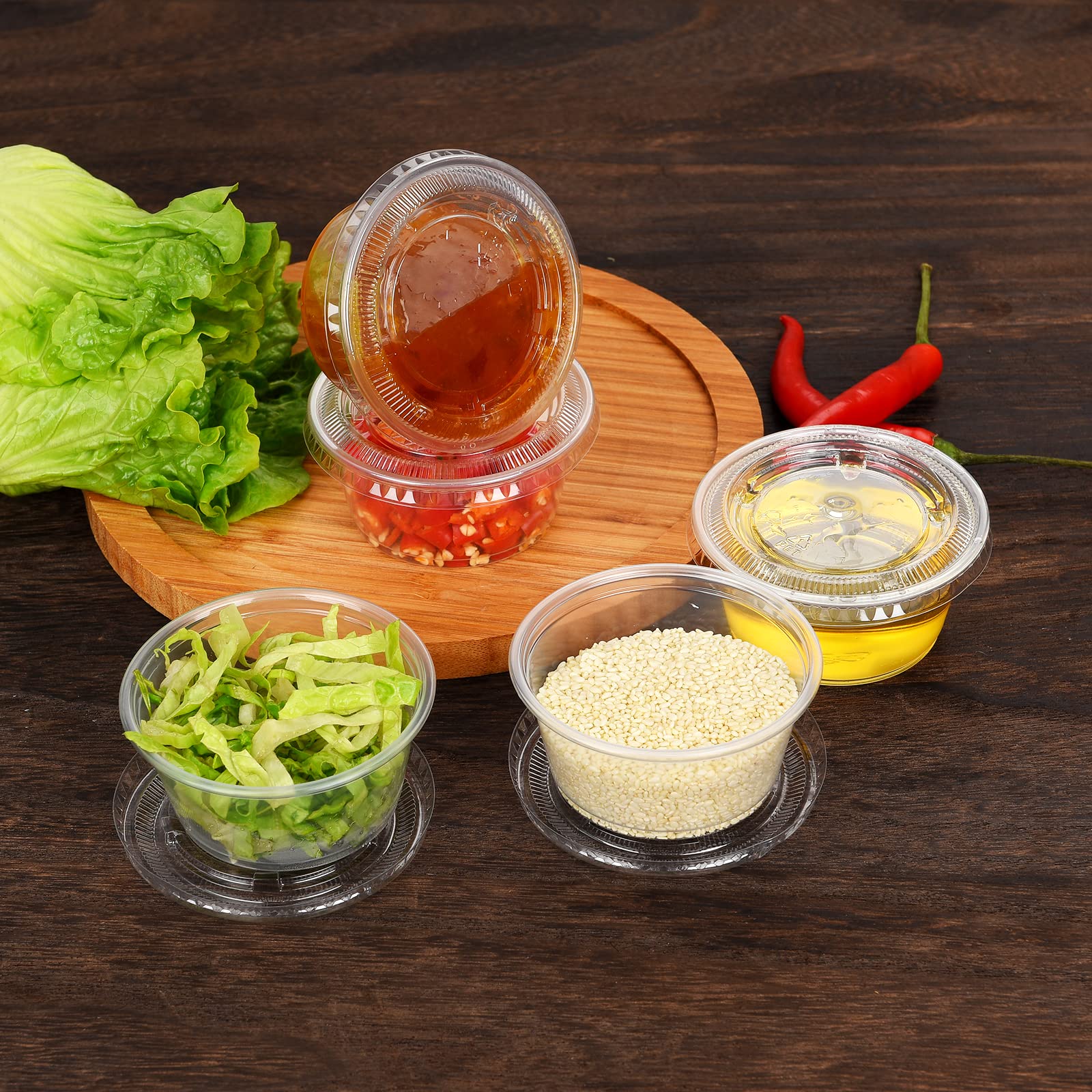 EDI Clear Disposable Plastic Portion Cups with Leakproof Lids - 3.25 oz Jello Shot & Condiment Containers (100 Pack) | BPA Free, Recyclable | Perfect for Parties, Catering & Food Service