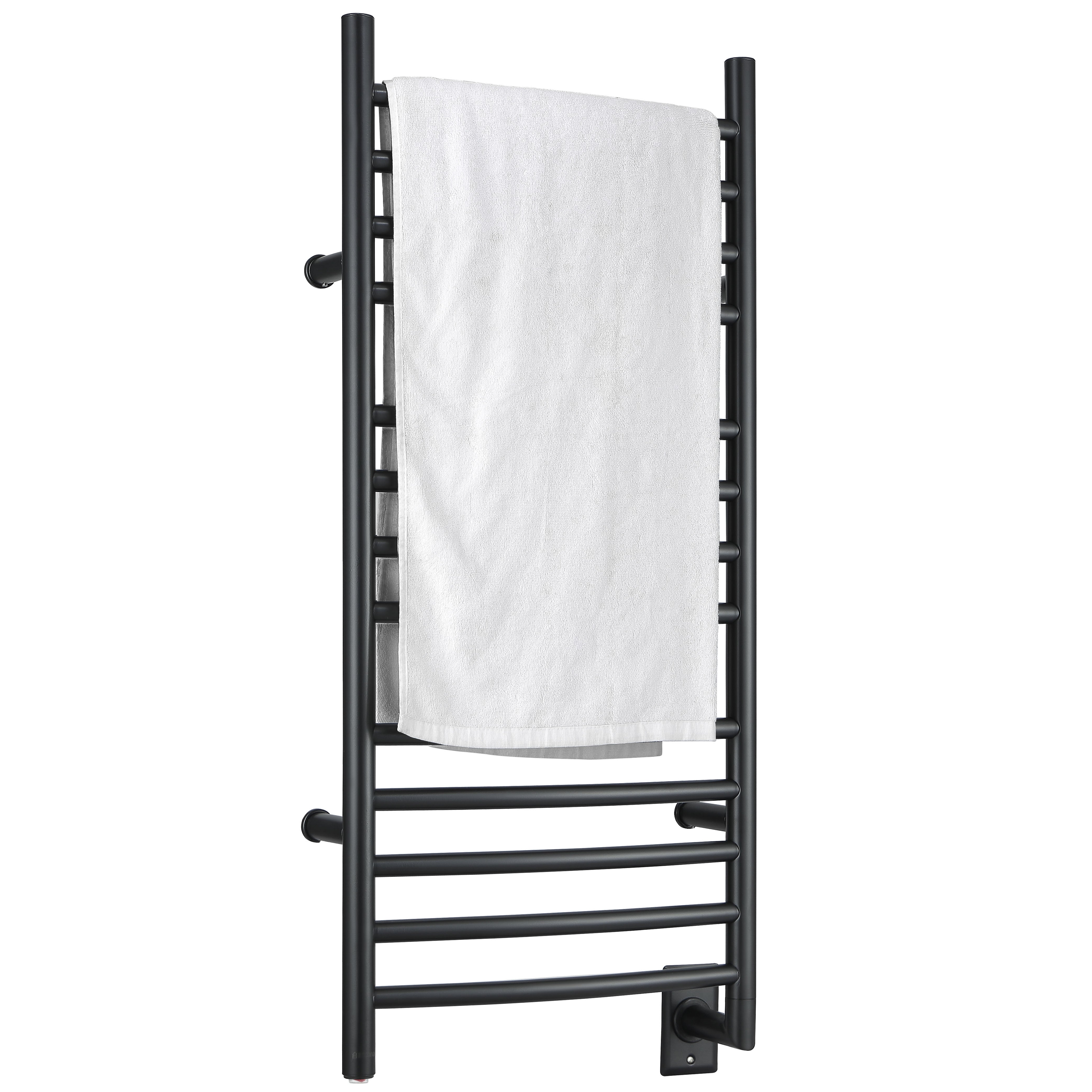 Ancona Svelte Rounded 40-Inch Hardwired Electric Towel Warmer & Drying Rack - Matte Black Finish | Bathroom Luxury, Spa Experience & Quick-Drying Solution for Hotels & Homes